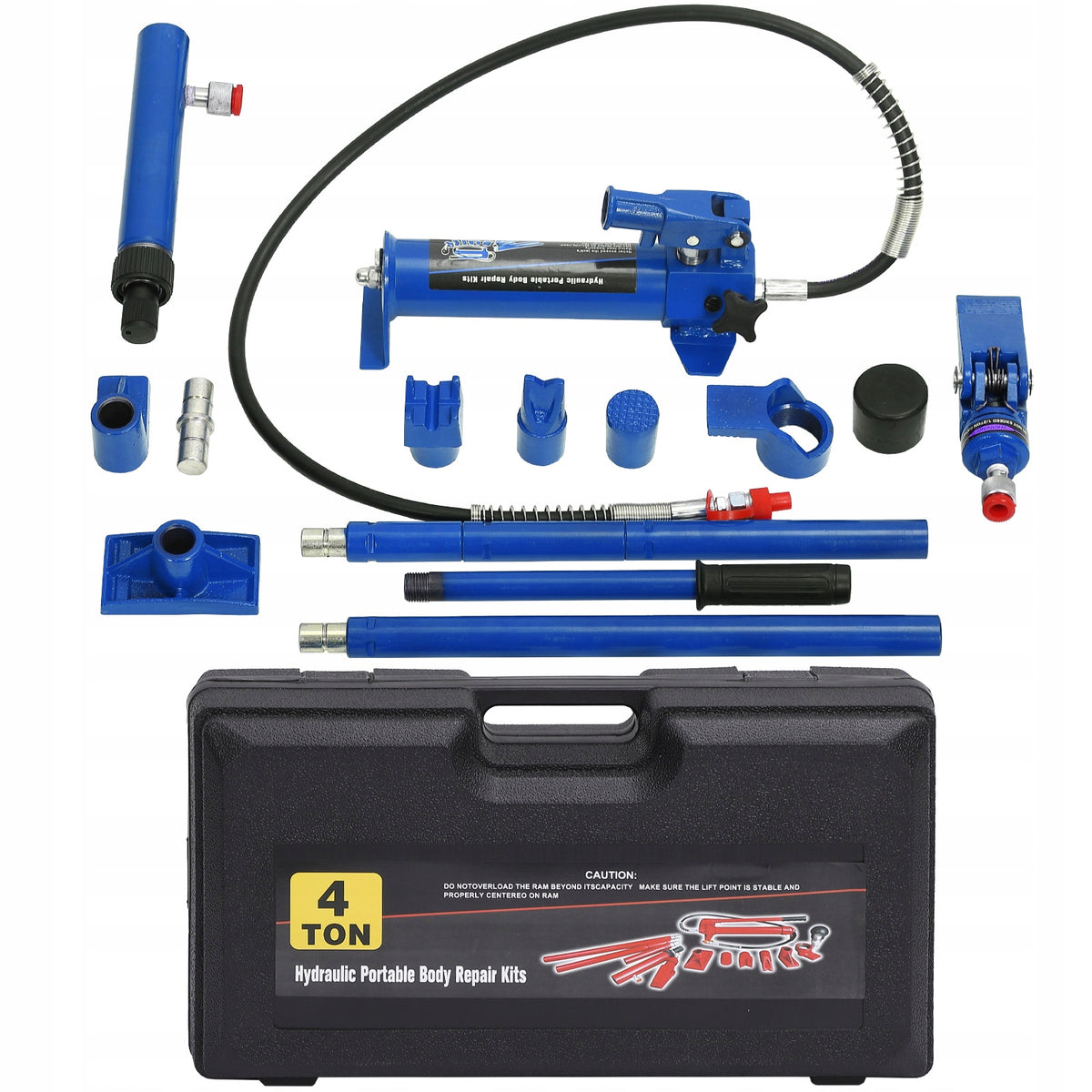 4 ton porta power kit, hydraulic ram, hose, repair set, blue case
