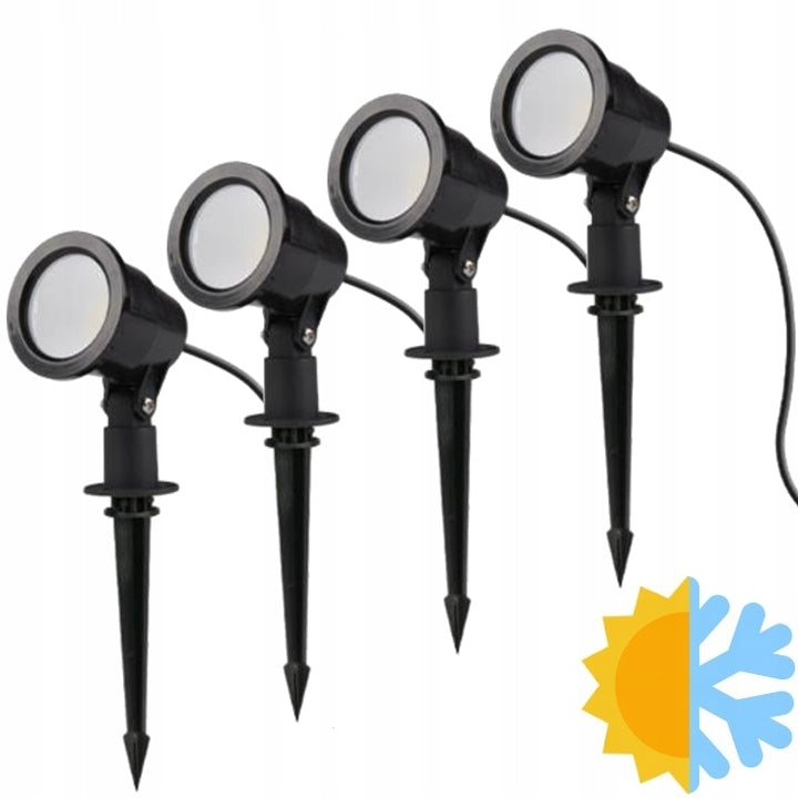 4 x LED GARDEN FLOODLIGHT 7W 230V HAMMERED GROUND