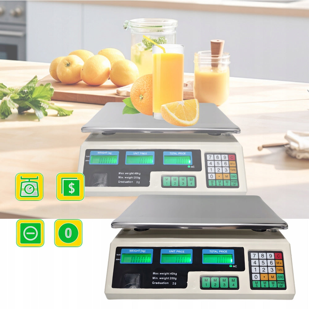 40KG ELECTRONIC SCALE FOR RESTAURANT CAFE SHOP MARKET Manufacturer code WAGA DO SUPERMARKET KUCHENNA