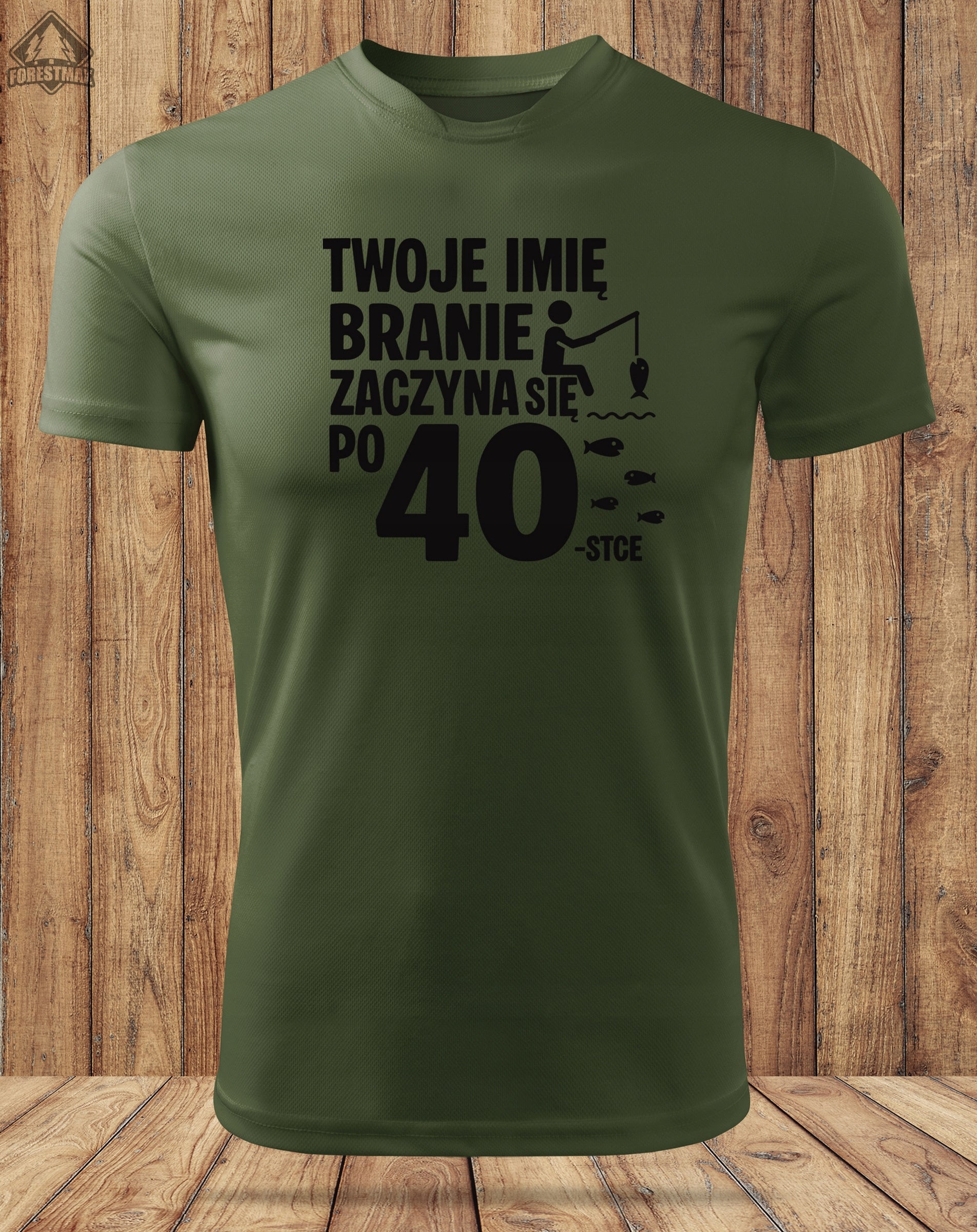40th Birthday Thermoactive T-Shirt with Fishing Gift Print - L Size L