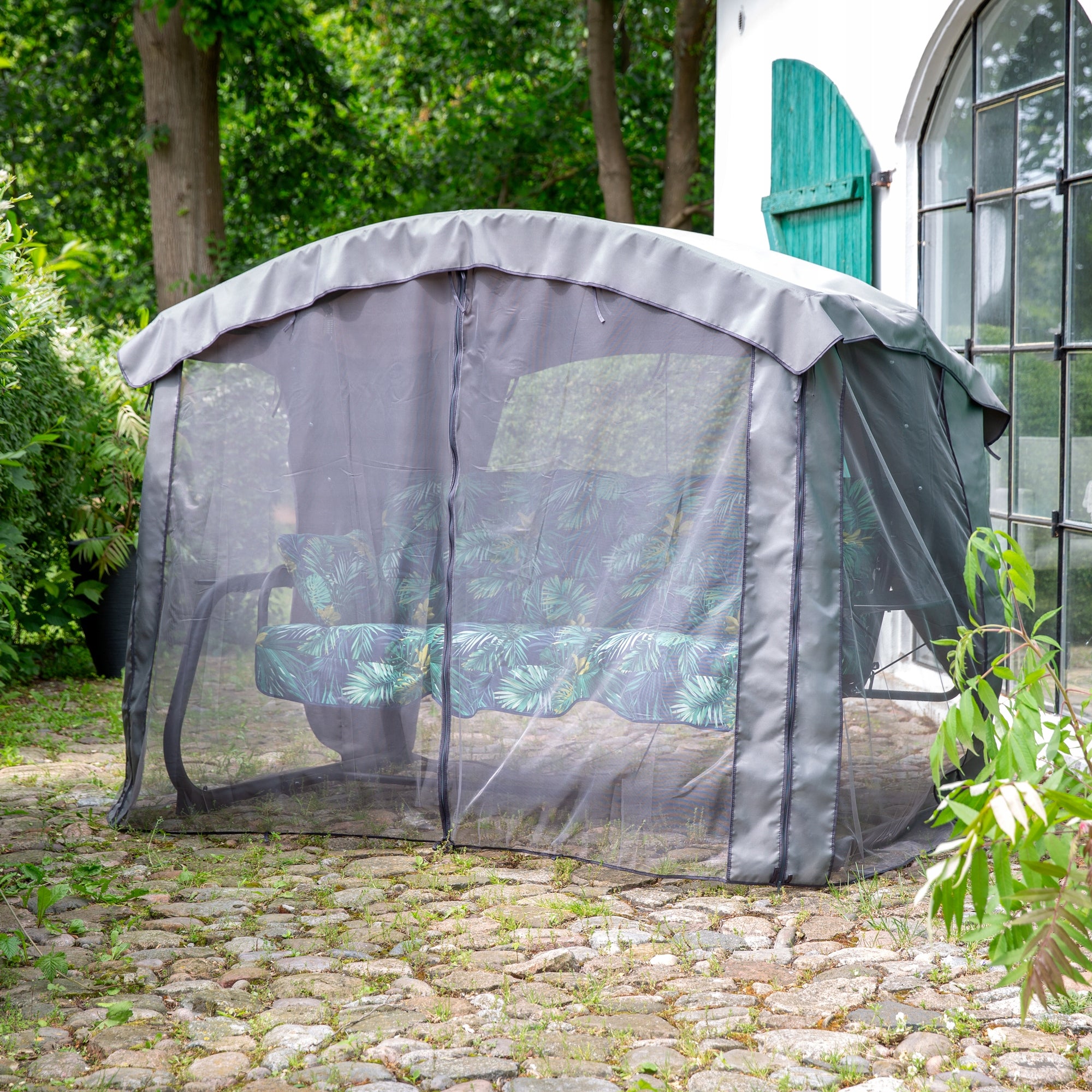 448641 Ravenna Lux Black Lux 4-Person Garden Swing Kind freestanding