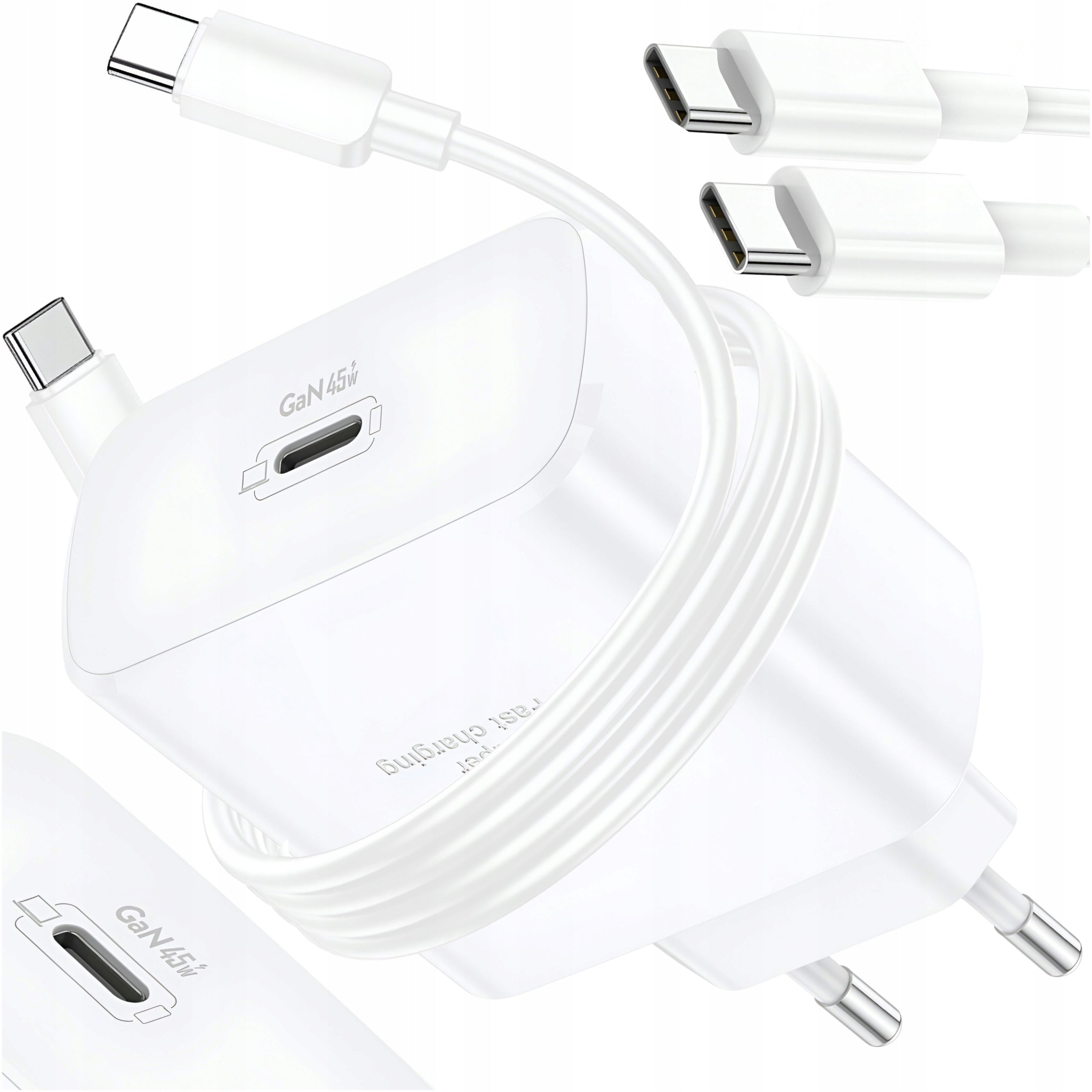 45W FAST CHARGER GAN USB-C TYPE-C PD 3.0 QC 3.0 CUBE + CABLE