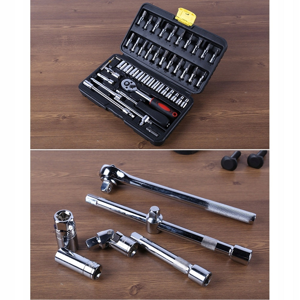 46Pcs Durable Vanadium Steel Ratchet Wrench Mechanics Tools Kit