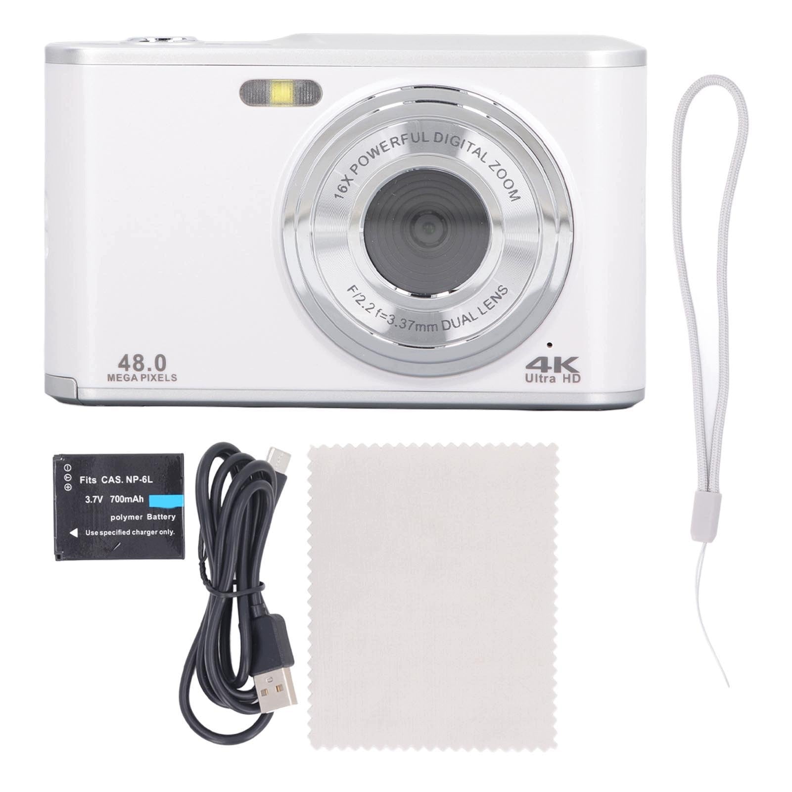 48 MP 4K Ultra HD Pocket Camera with Two Lenses, 16x 7K