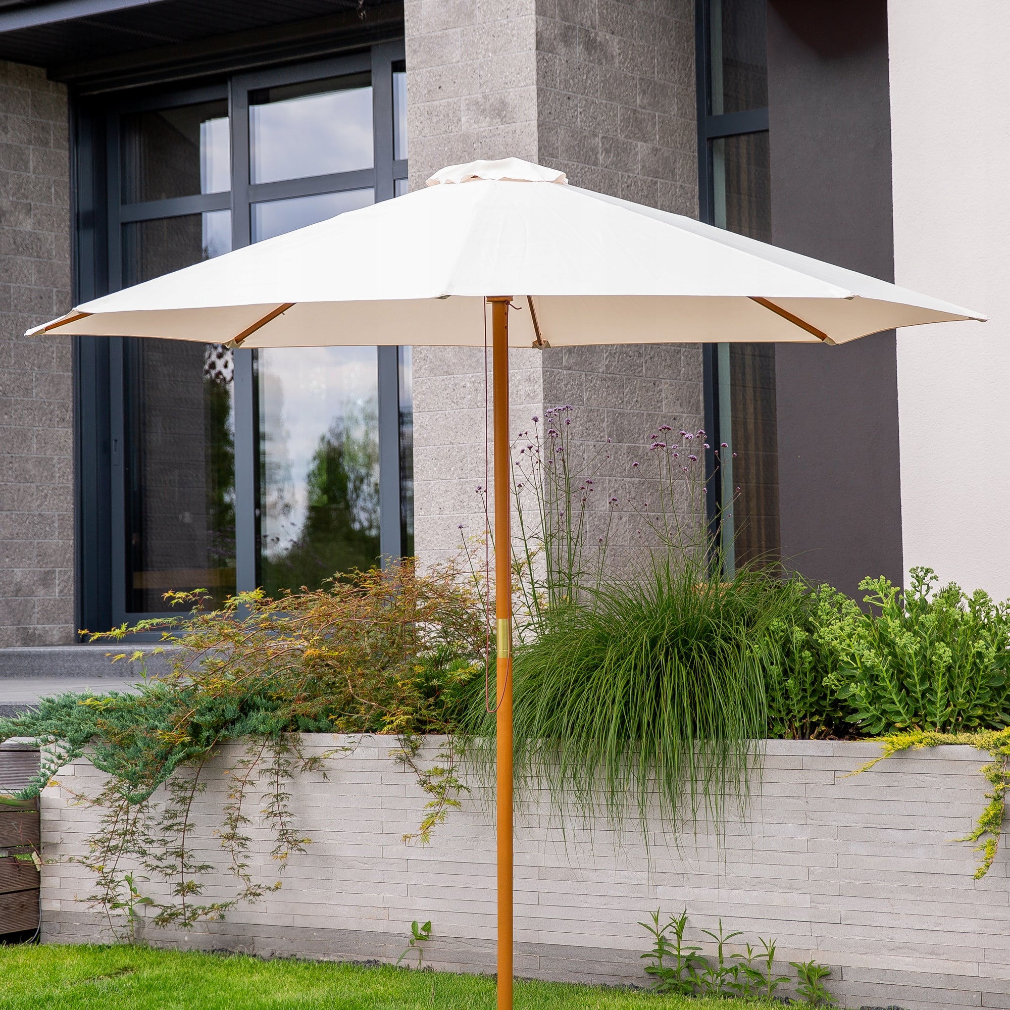 48136 PATIO WOODEN GARDEN UMBRELLA FOLDING 3M Manufacturer Patio