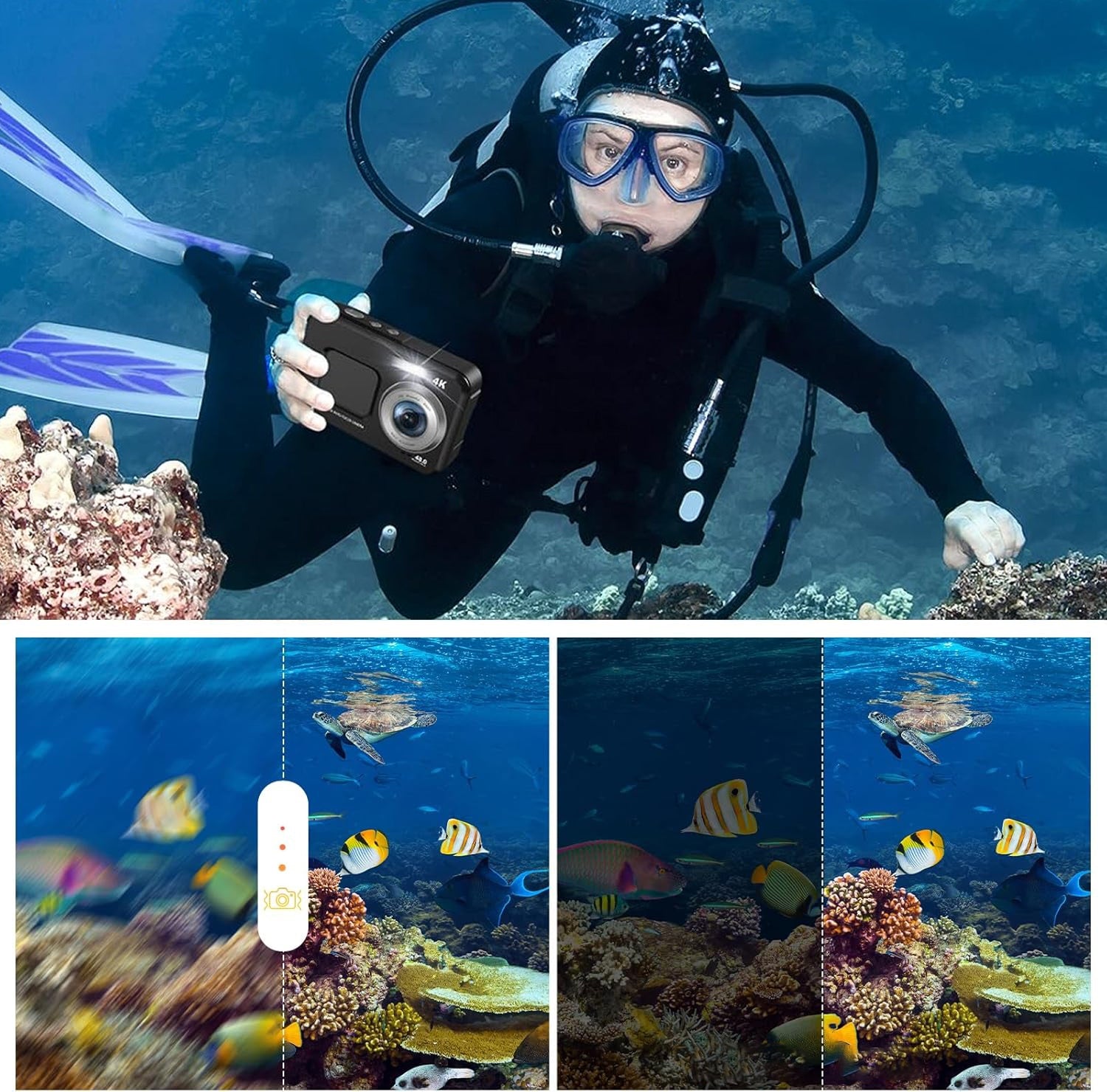 48MP 4K Water Resistant Sports Camera Dual Screen Recording Brand no brand
