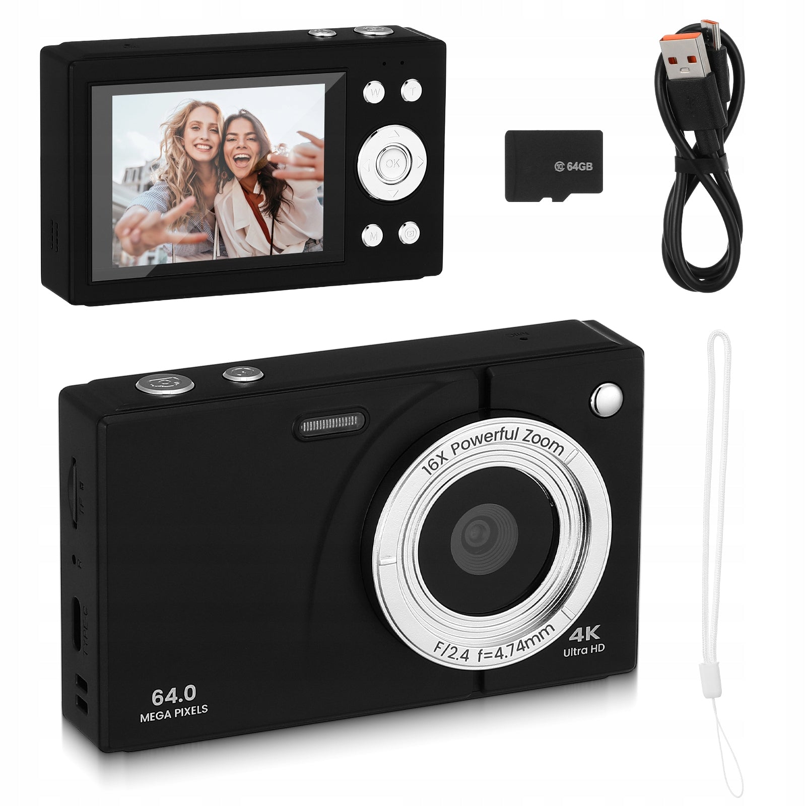 48MP 4K digital camera with autofocus zoom 18x IPS 2.8 screen + 64GB card Brand no brand