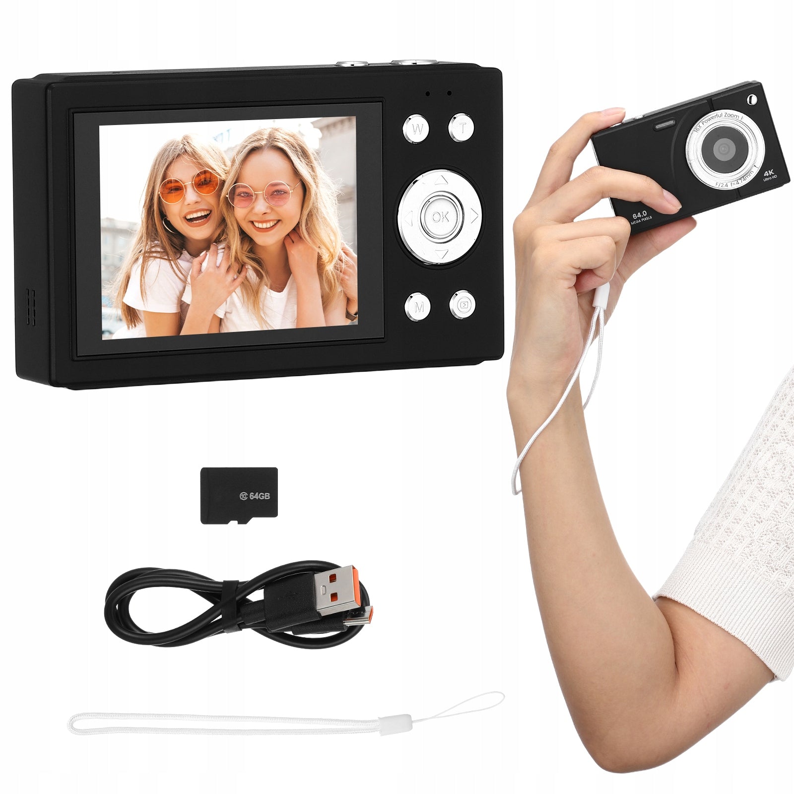 48MP 4K digital camera with autofocus zoom 18x IPS 2.8 screen + 64GB card Resolution 48 Mpx