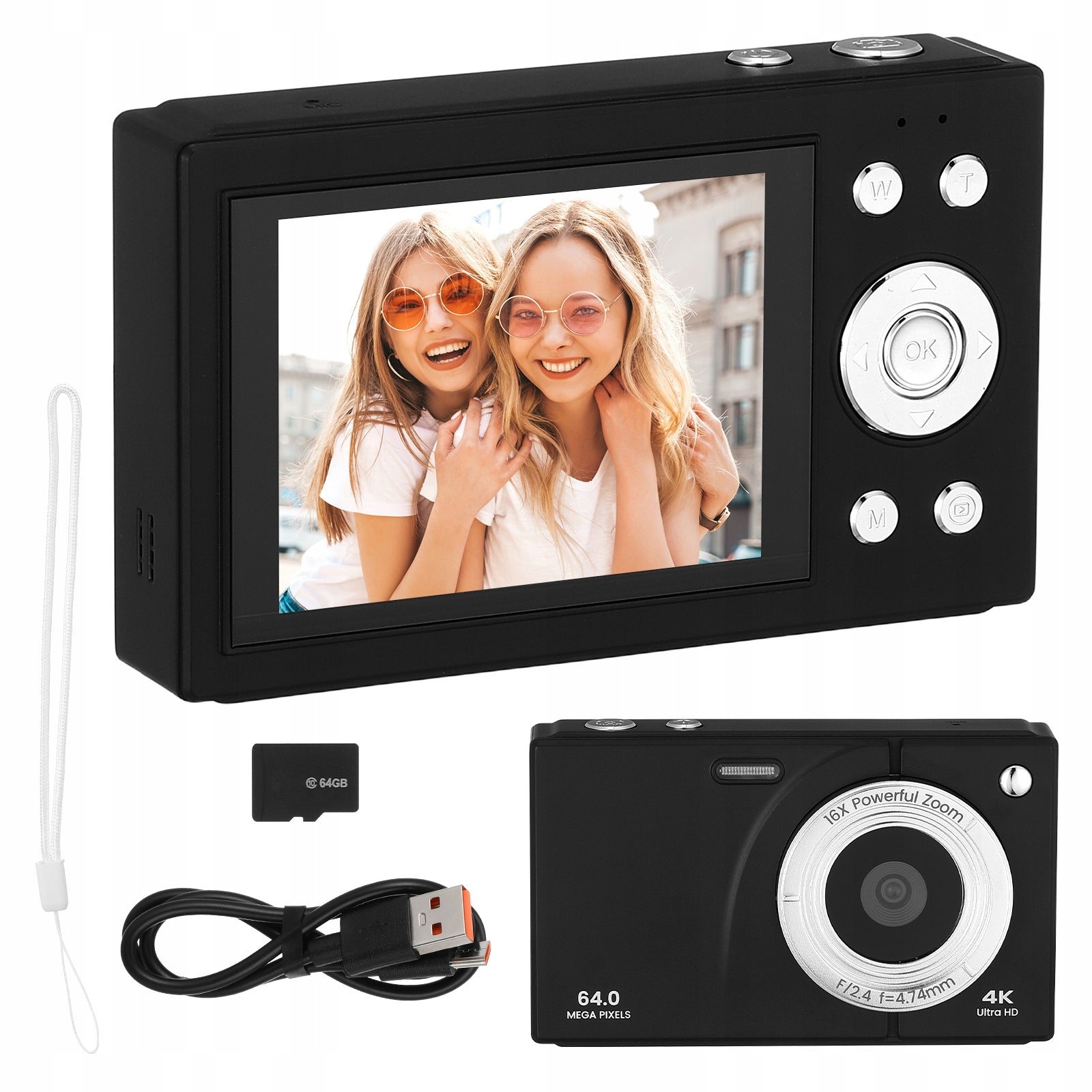 48MP 4K digital camera with autofocus zoom 18x IPS 2.8 screen + 64GB card