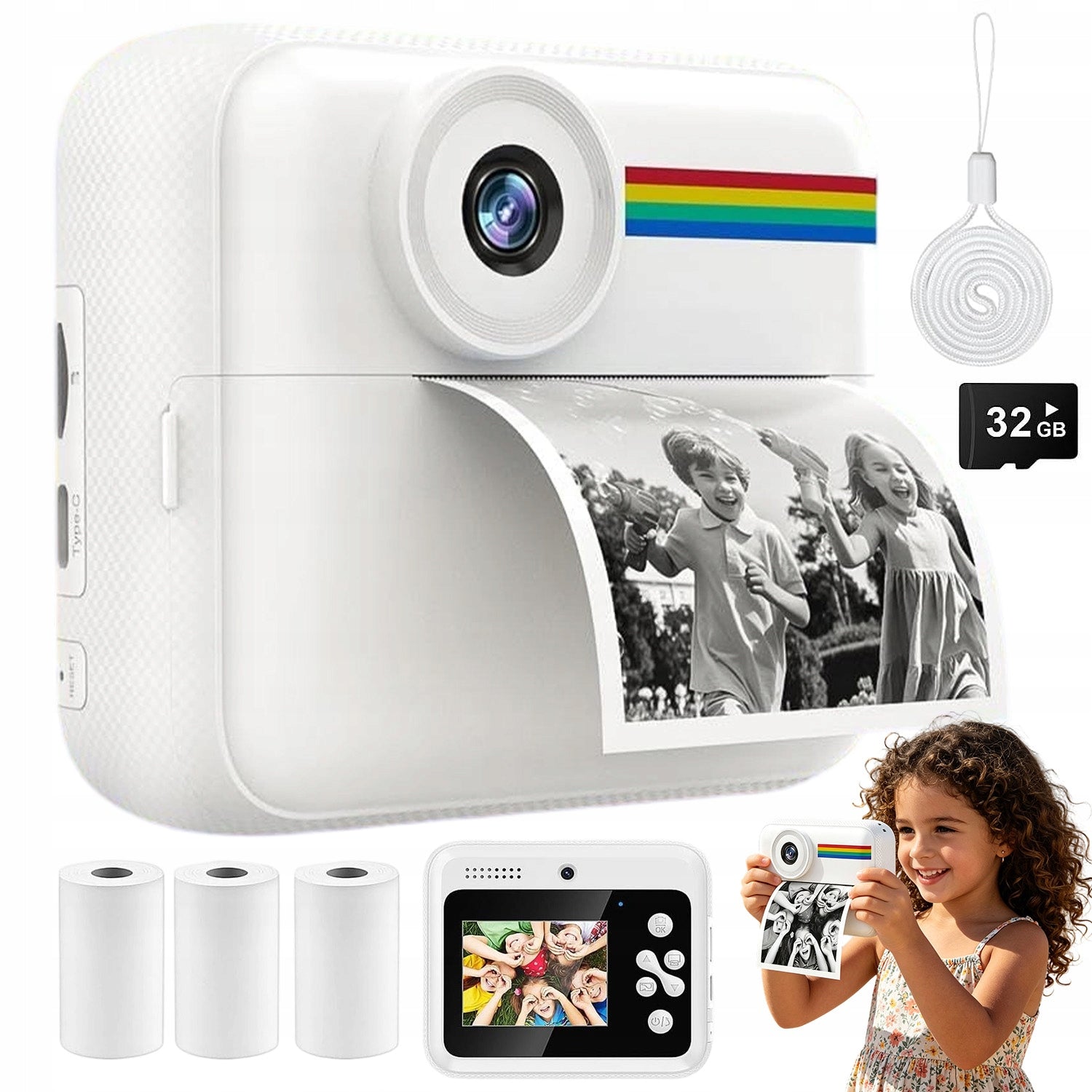 48MP SHOCKPROOF INSTANT CAMERA FOR KIDS WITH PRINTING