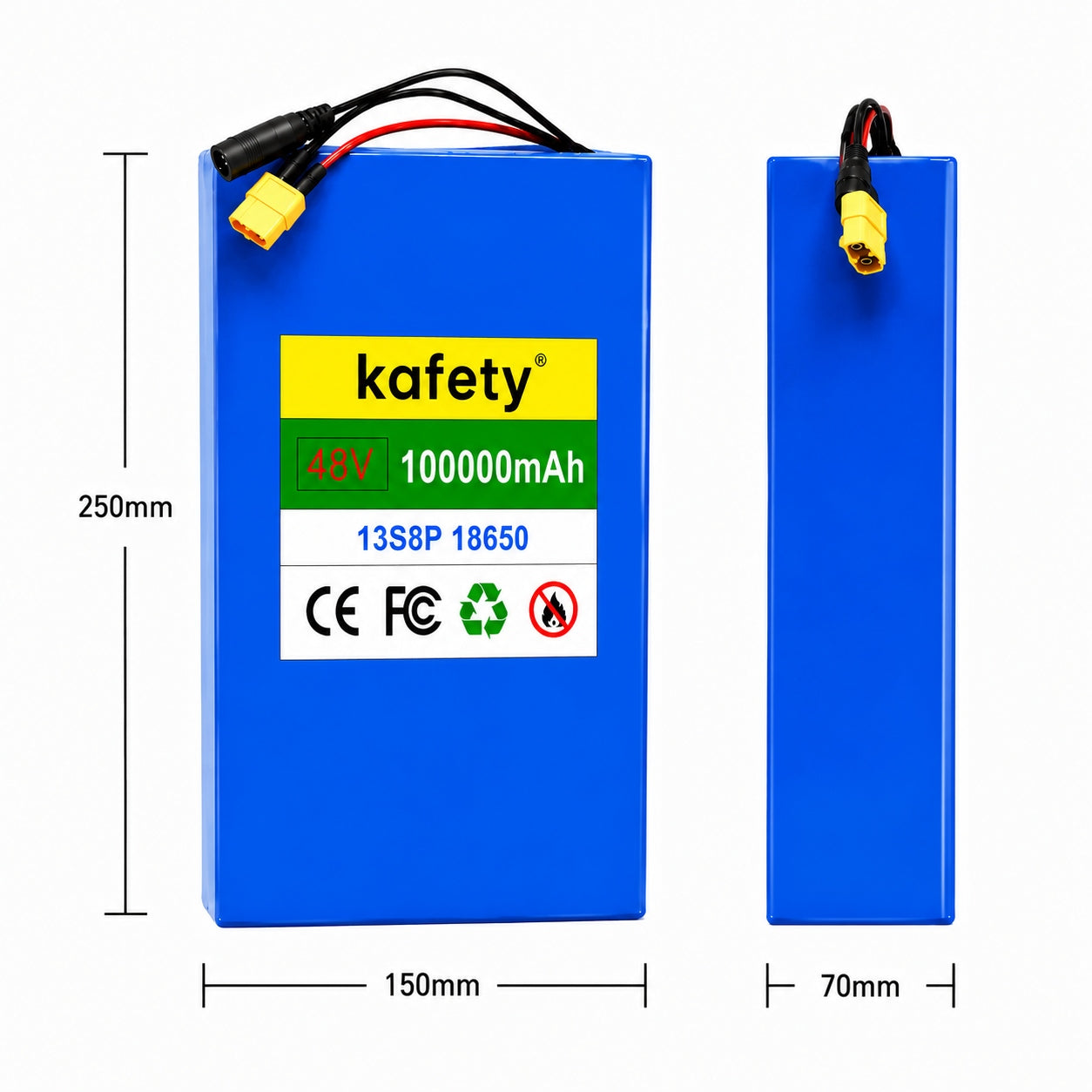 48V 100Ah 13S8P XT60 BMS Battery for Scooter Bikes, 250-2000W Motors Manufacturer code 48V-13s8p-100Ah-XT60-DC-1