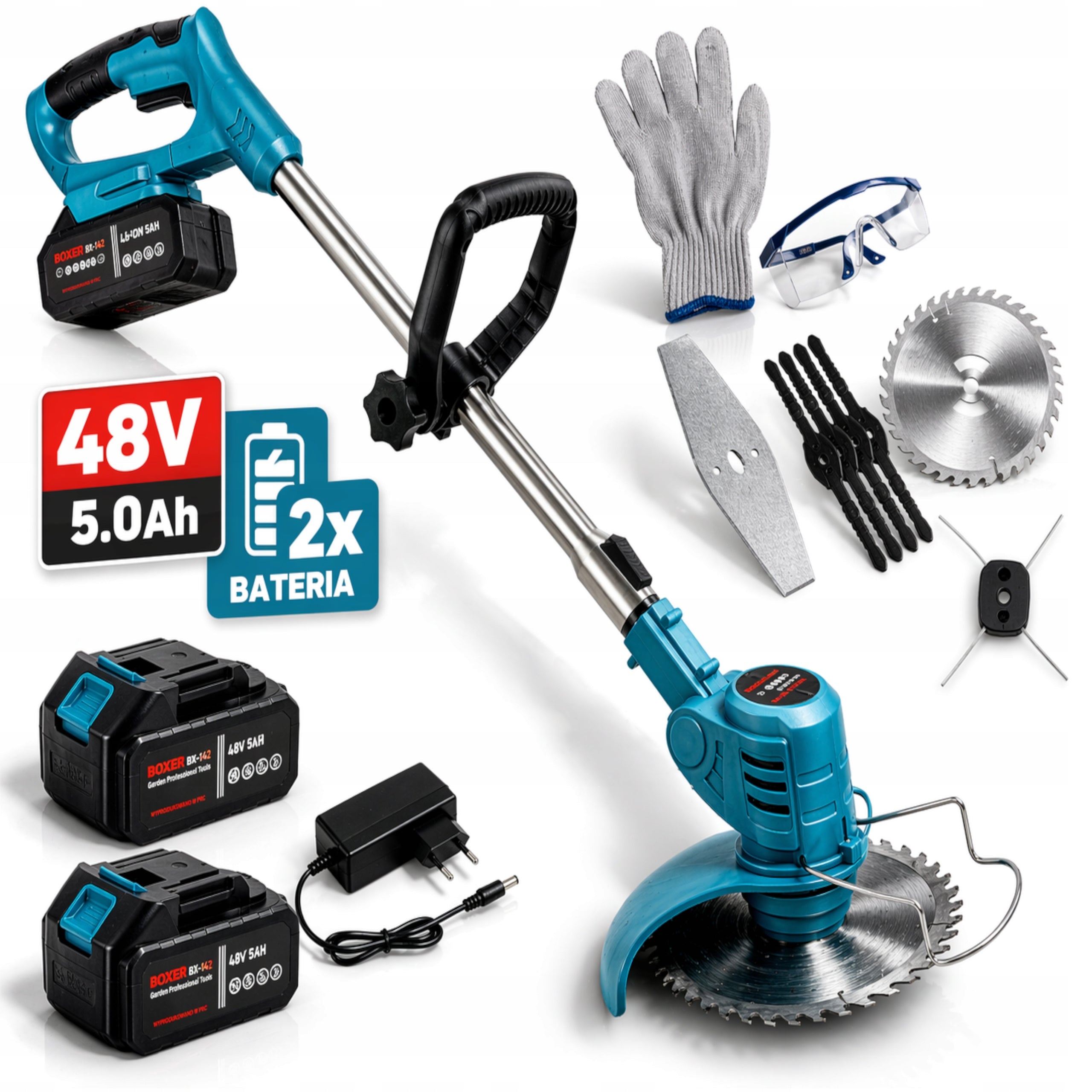 48V Cordless Grass Brush Cutter Powerful Brush Cutter + Knife Set