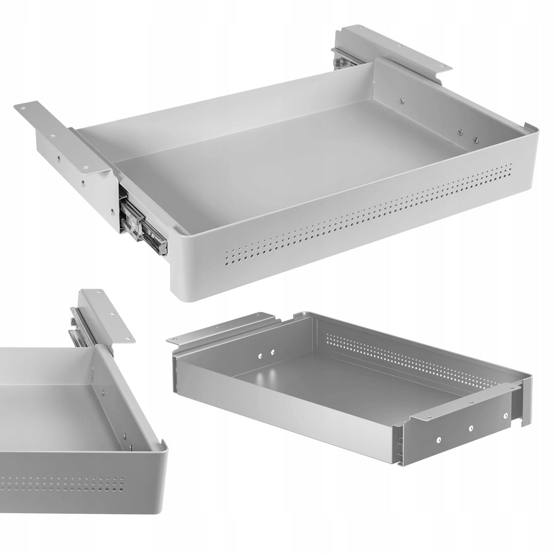 48x26 Steel Under Desk Drawer Lifting Capacity 8 kg Spacetronik for Grey Desks