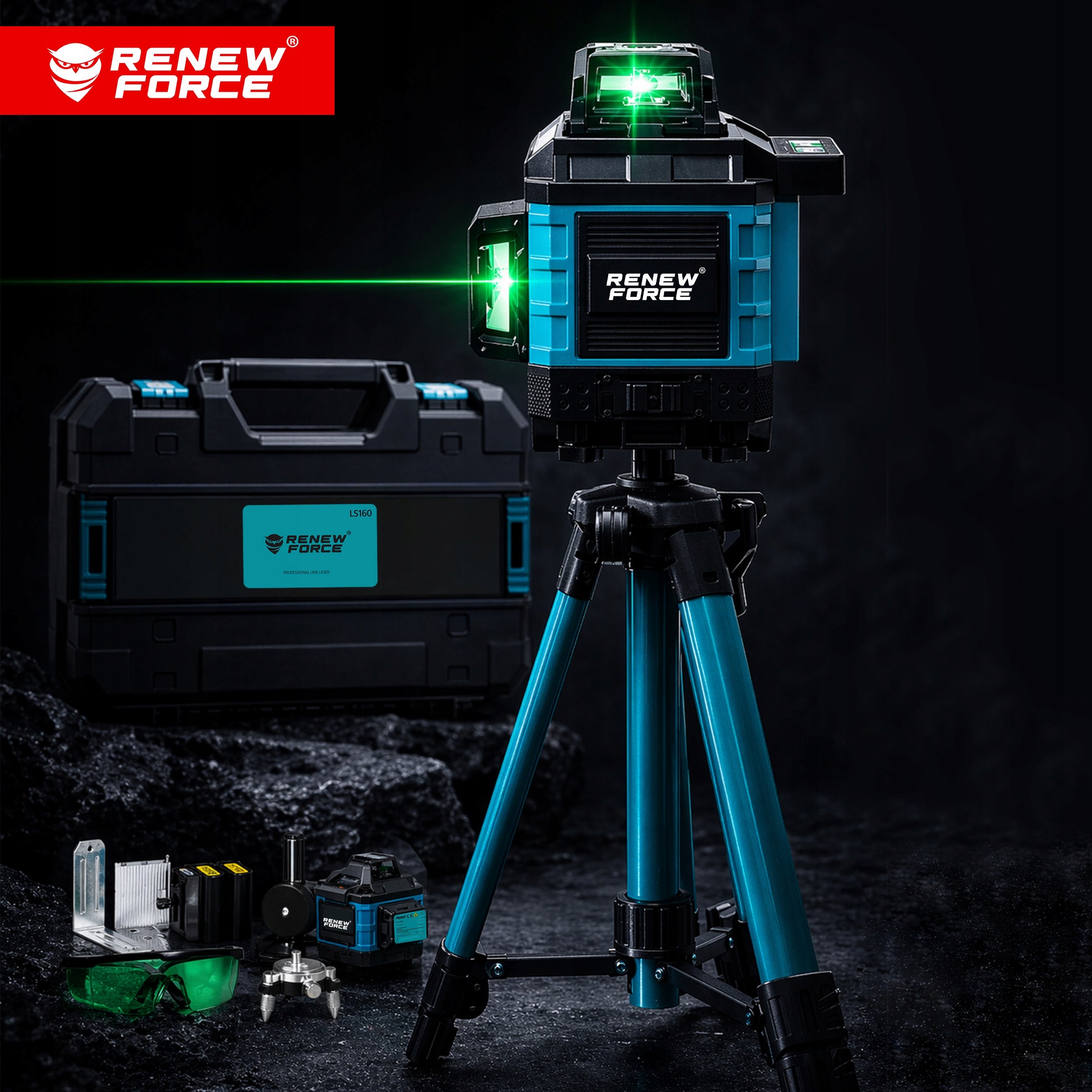 4D 360 16 LINE PLANE LASER LEVEL REMOTE CONTROL + TRIPOD + SUITCASE Manufacturer code ZIELONY LASER KRZYŻOWY OKULARY LINIE SKOŚNE
