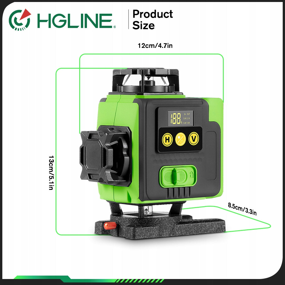 4D Laser Level 16 PLANE LINES 360 CROSS Laser 2x AKU Brand ONEVAN