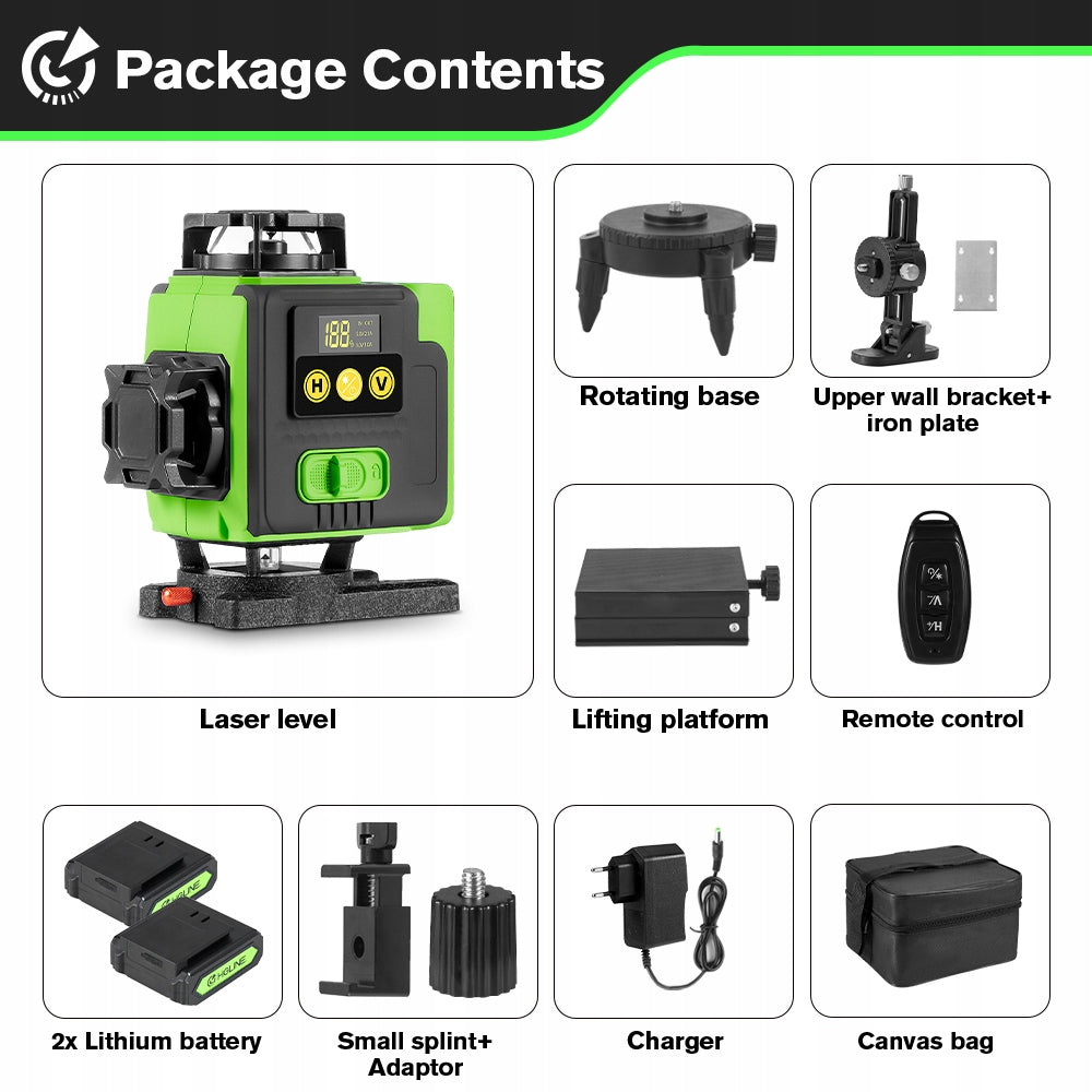 4D Laser Level 16 PLANE LINES 360 CROSS Laser 2x AKU Manufacturer code sku006270_04PL