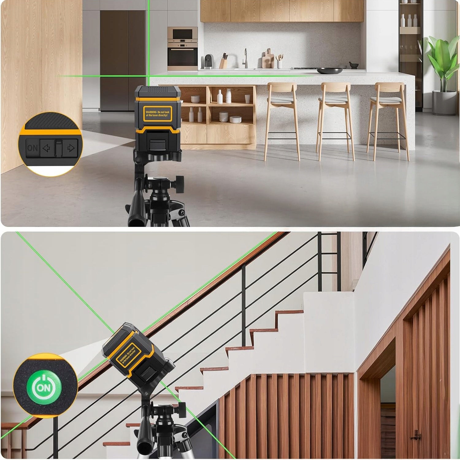 4D PLANE LASER LEVEL 360 LASER PRO GREEN +DOOR STAND Horizontal line display angle 360°