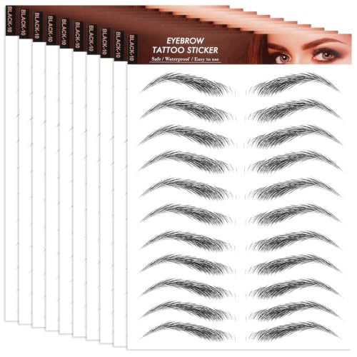4D WATERPROOF BLACK EYEBROW STICKERS FOR WOMEN SET OF 10 SHEETS Brand no brand