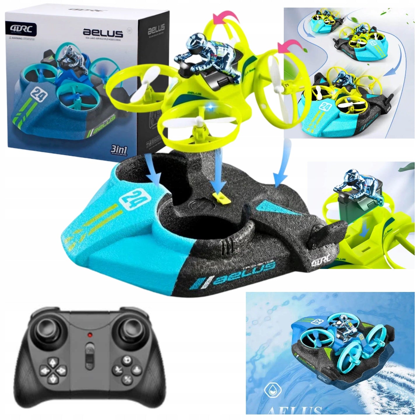 4DRC TERZETTO H24 MINI DRONE BOAT 3in1 QUADROCOPTER REMOTE CONTROLLED Brand no brand