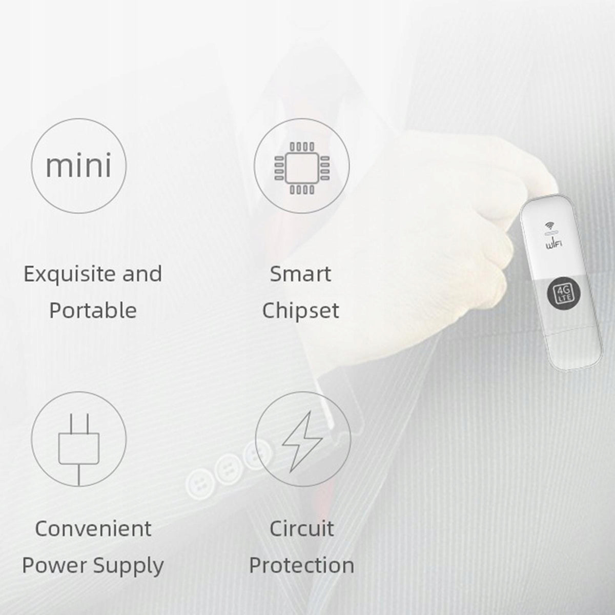 4G LTE USB WiFi Modem Router USB Adapter, Portable, High Speed, with White Model Wireless Router
