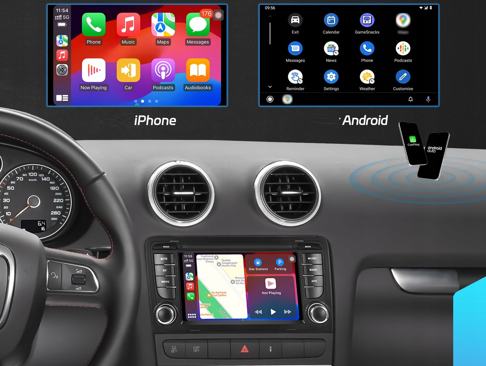 4GB CAR RADIO FOR AUDI A3 8P GPS ANDROID CARPLAY WIFI USB NAVIGATION Manufacturer code Radio Audi A3 / Android / CarPlay