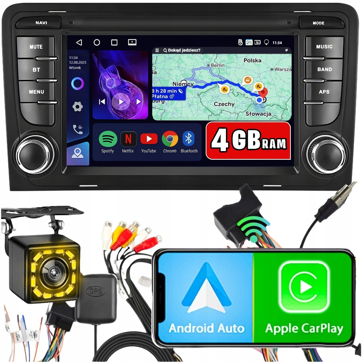 4GB CAR RADIO FOR AUDI A3 8P GPS ANDROID CARPLAY WIFI USB NAVIGATION