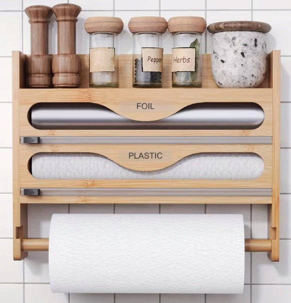 4IN1 BAMBOO KITCHEN ORGANIZER – TOWEL, FOIL AND SPICE HOLDER Manufacturer code 7770