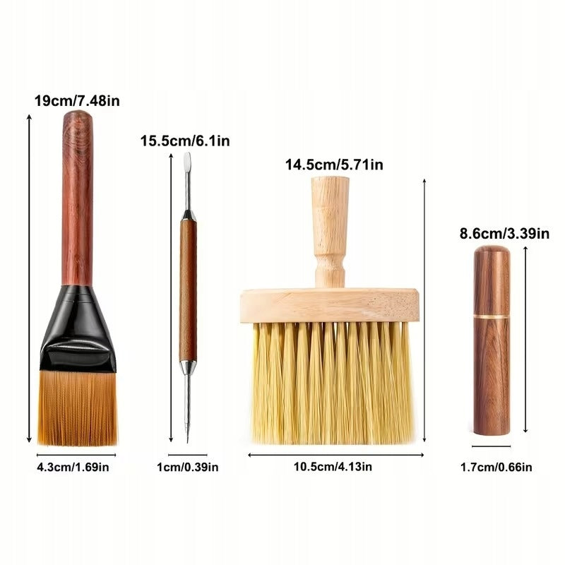 4IN1 COFFEE BARISTA SET TWO BRUSHES DISTRIBUTOR WDT NEEDLE LATTE ART Packaging status original