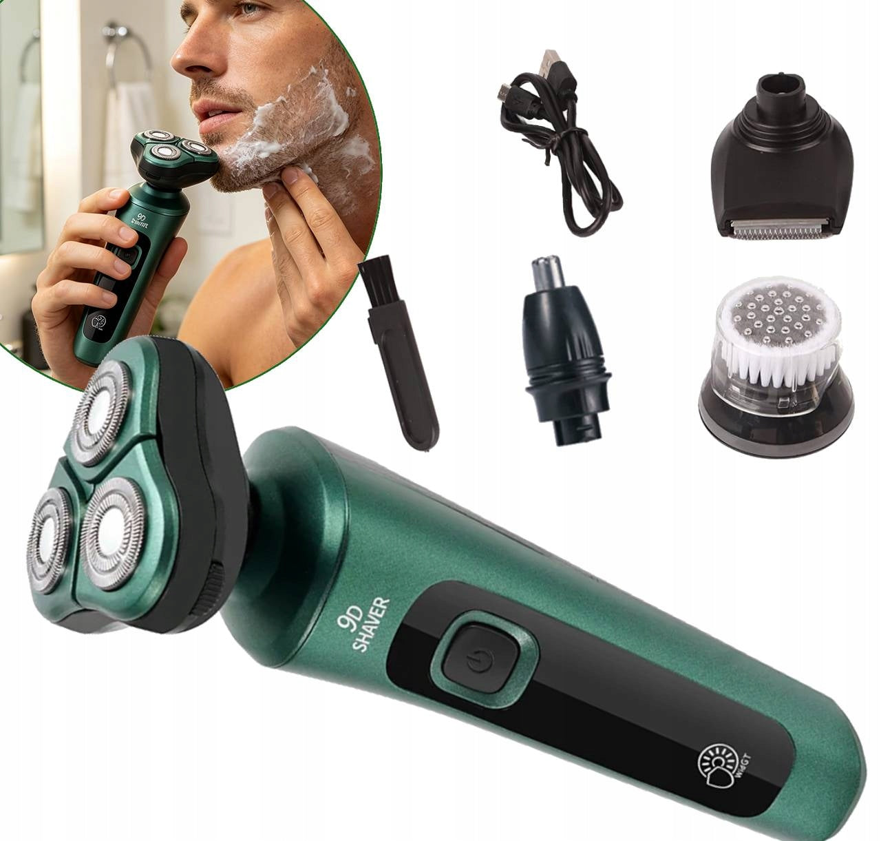 4IN1 ELECTRIC SHAVER MALE BEARD TRIMMER CHARGING USB WATER WASHING