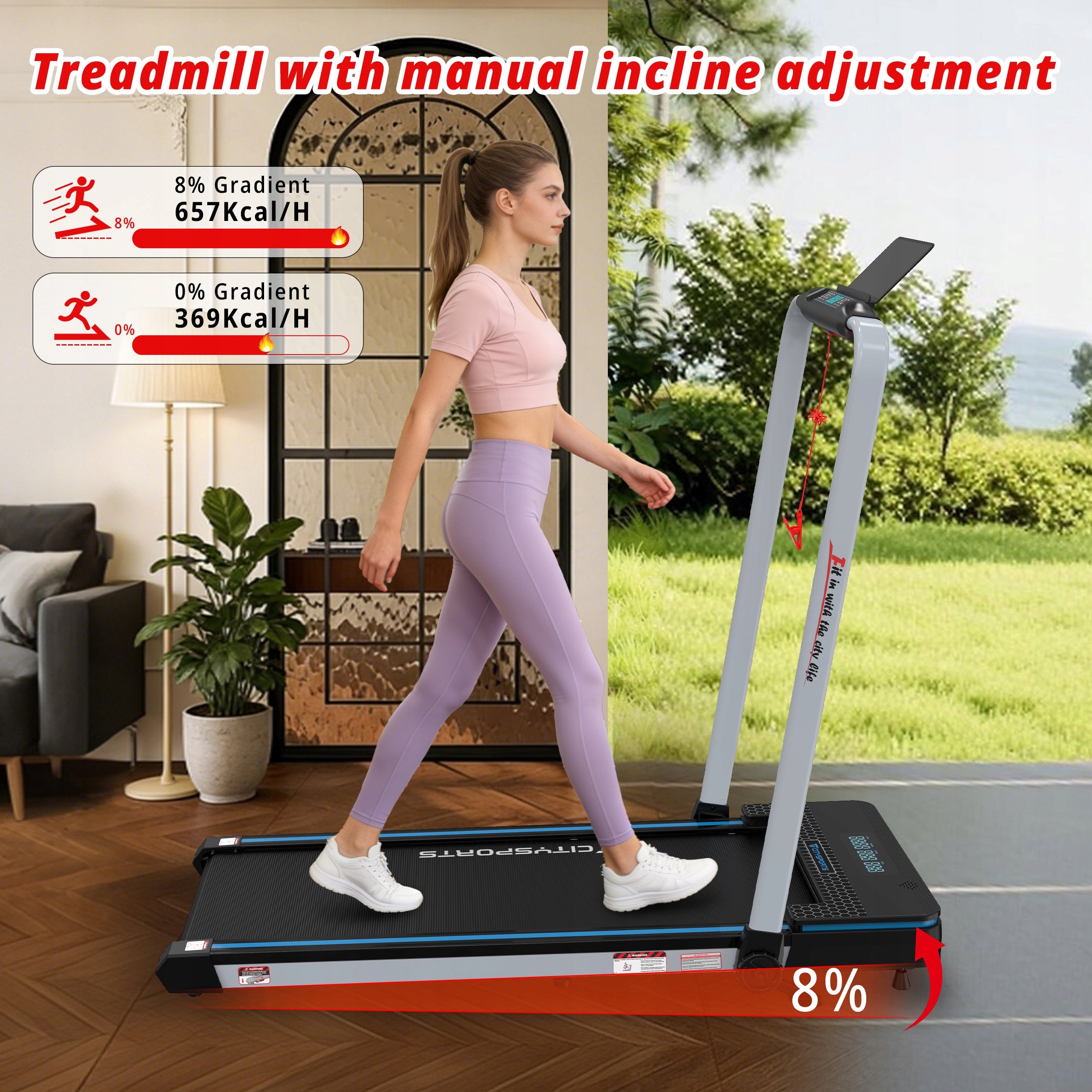 4IN1 Folding Exercise Treadmill Home Electric LED Angle Speaker App&BT 12KM Packaging status original