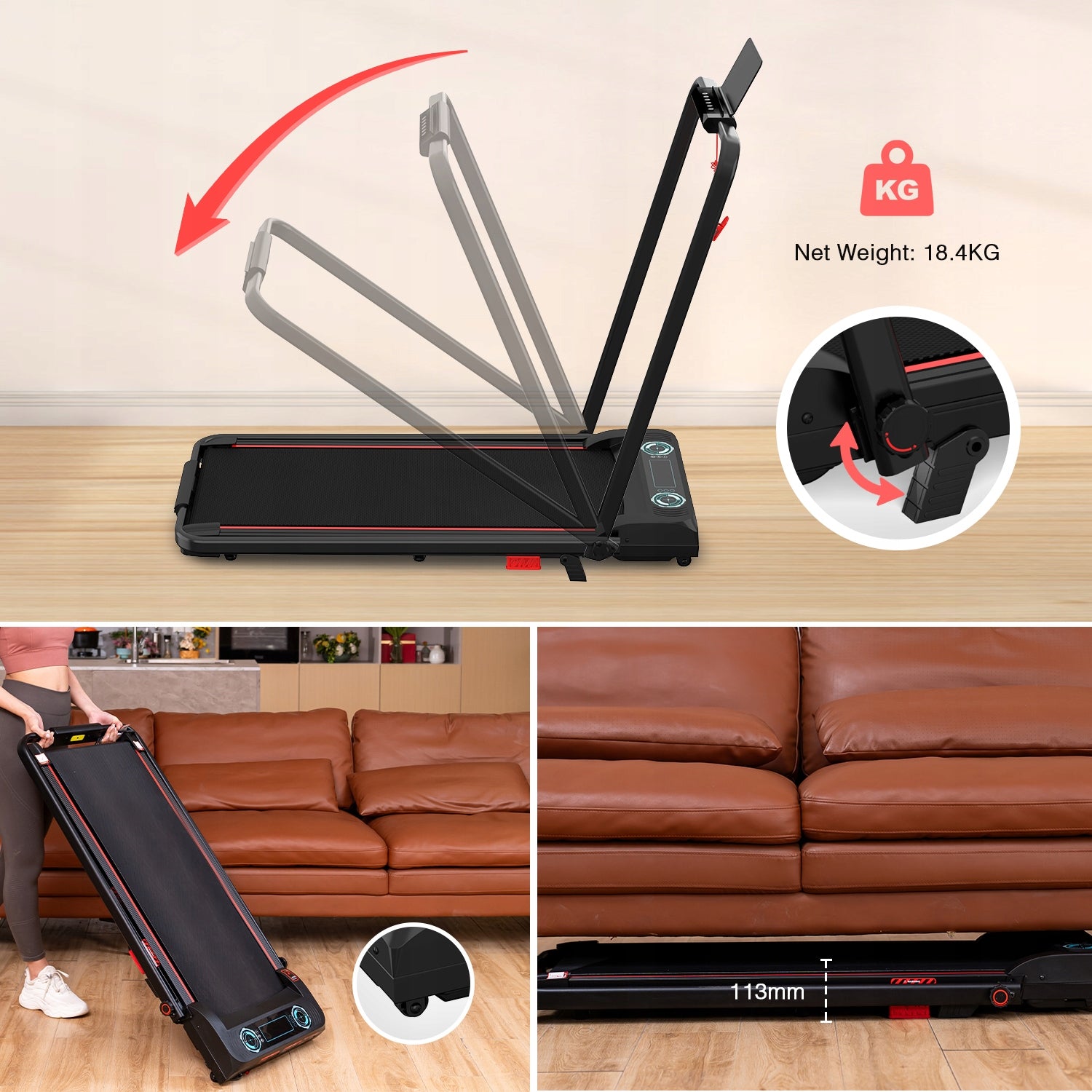 4In1 Folding Treadmill Home Exercise Electric & Handrail Control 120kg 10KM Brand CITYSPORTS PRO