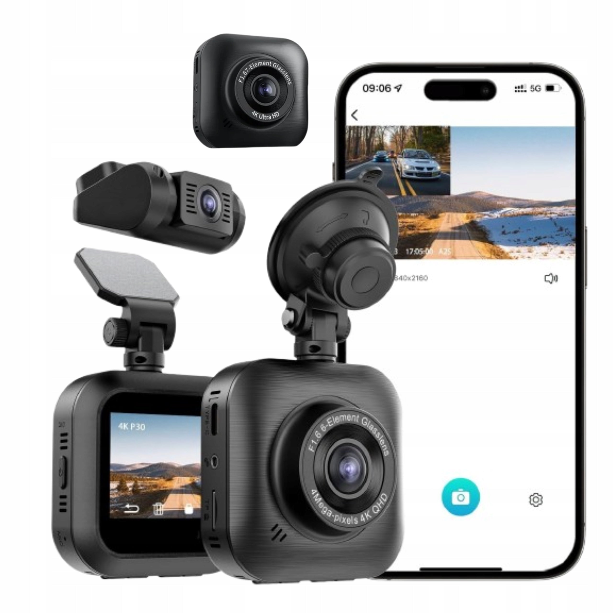 4K+1080P WiFi Car Camera Video Recorder Mobile Application WDR