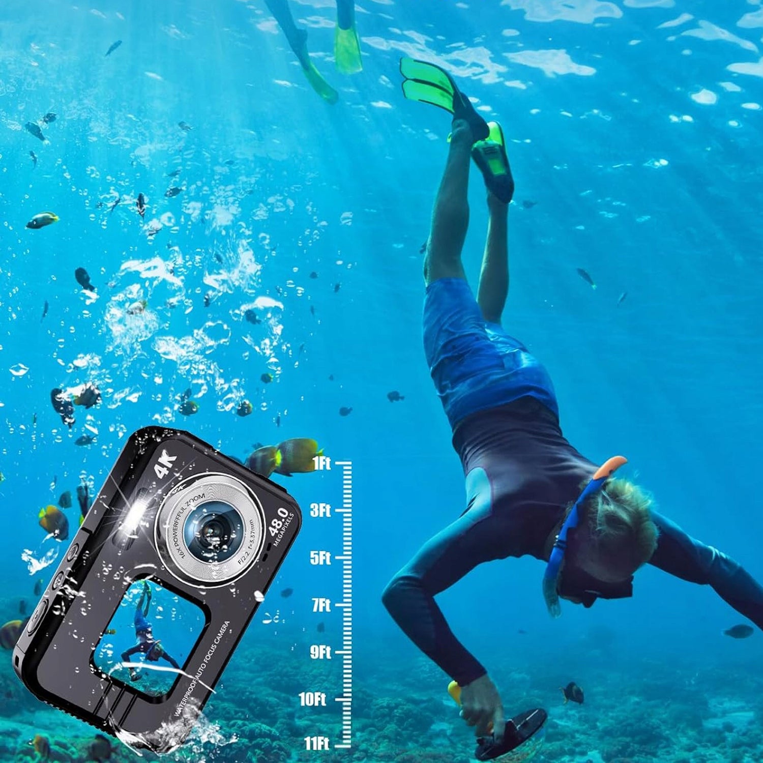 4K 48MP AUTO FOCUS DIGITAL CAMERA WATERPROOF+64G CARD Resolution 48 Mpx