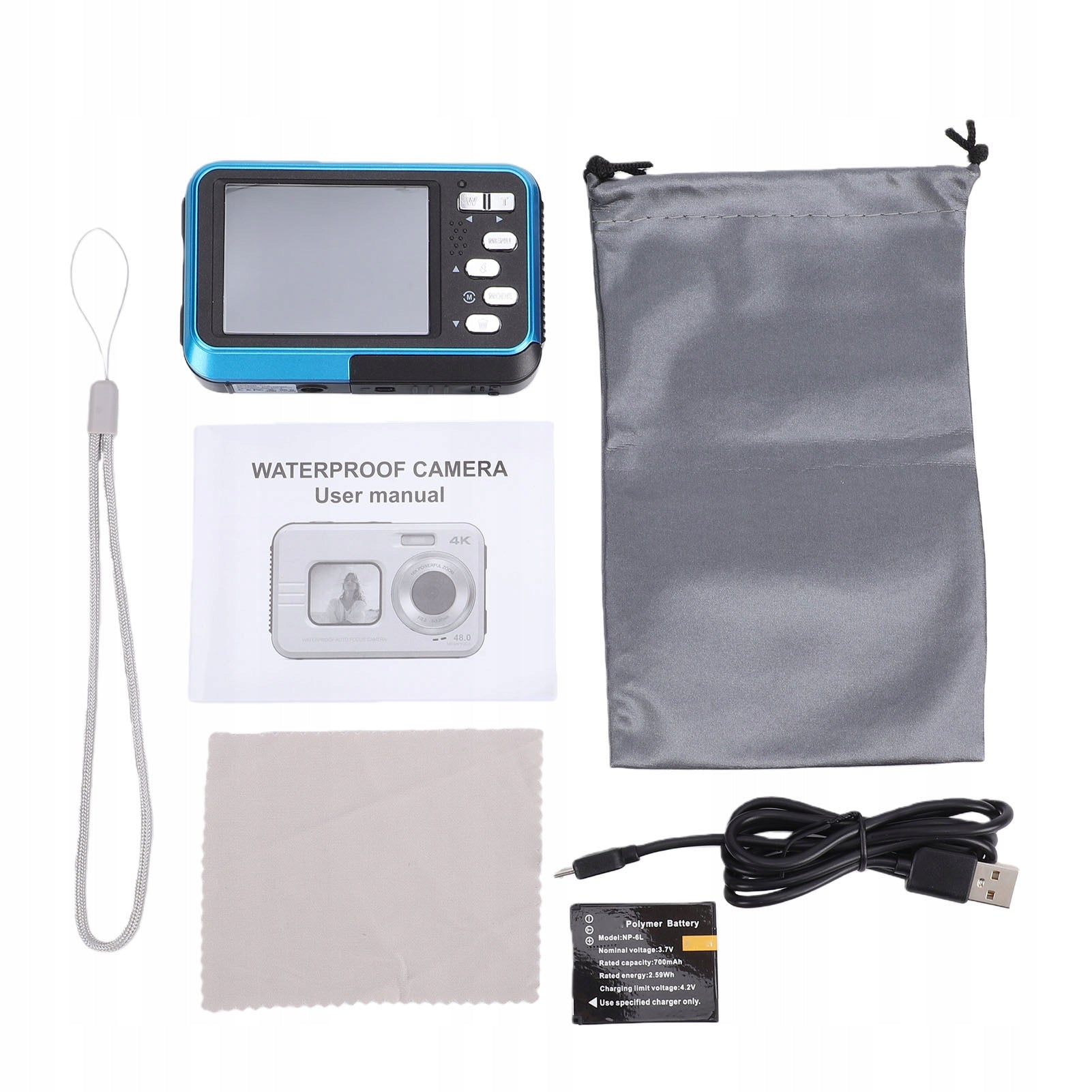 4K 48MP Underwater Camera With Auto Focus Selfie Dual Screen 11,5 BT Brand no brand