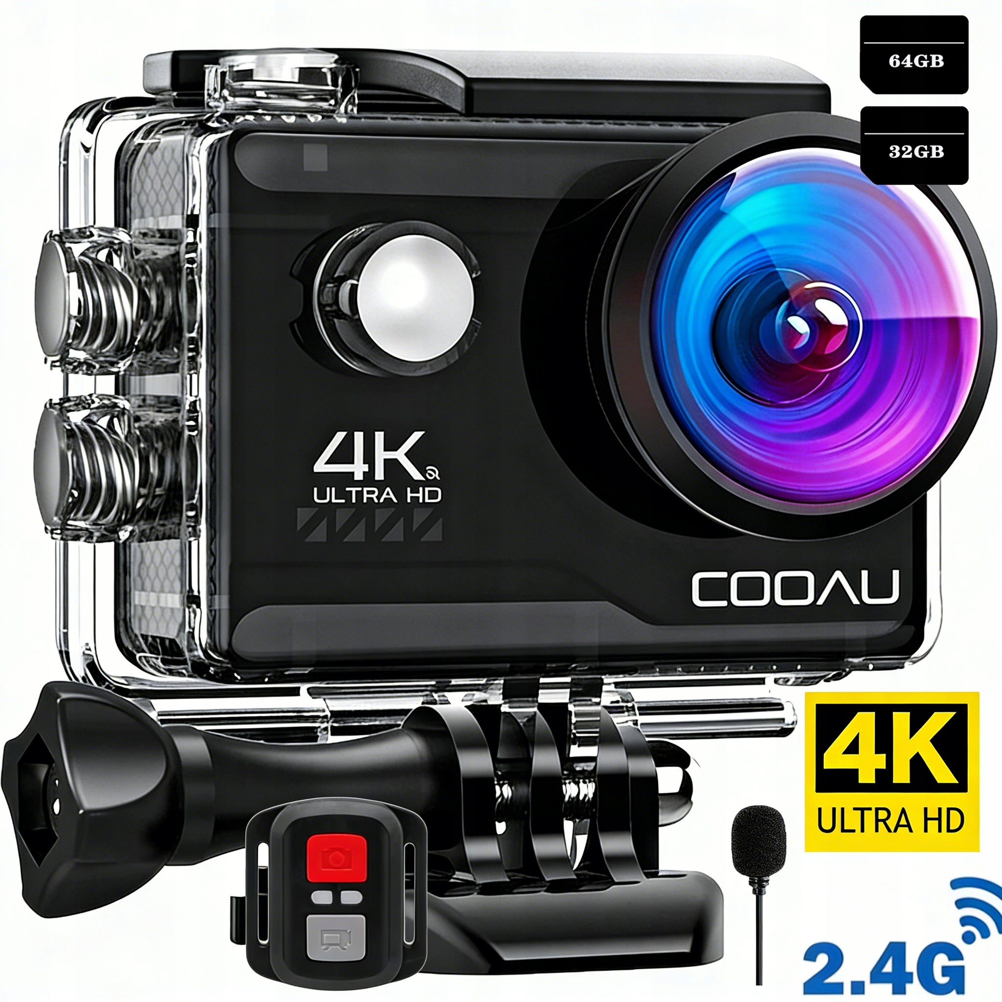 4K 60FPS 20MP Sports Camera for Snorkeling, Travel, Motorcycle
