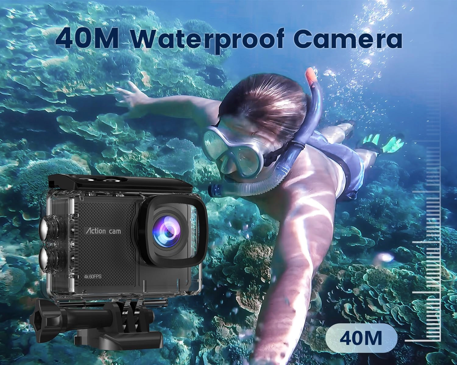 4K 60FPS Action Camera, 64GB, 8X Zoom, 40M Waterproof, 48MP EIS, WiFi Brand no brand