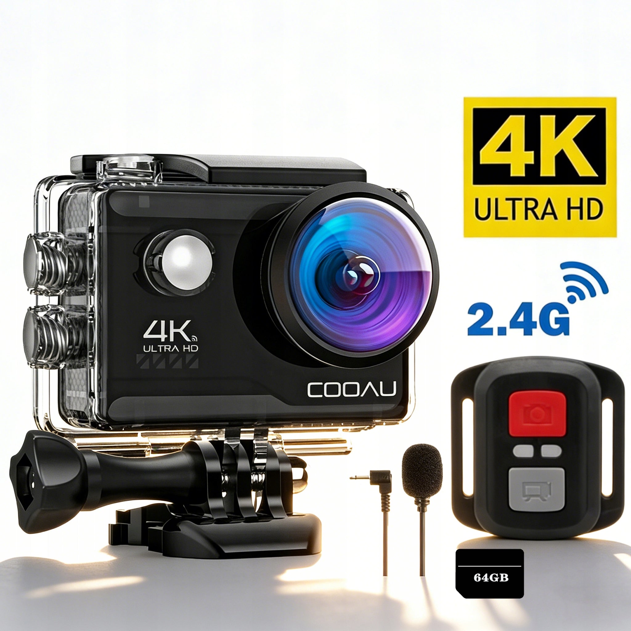 4K 60FPS Sports Camera 20MP Sports Camera with Wrist Remote Control with 64G