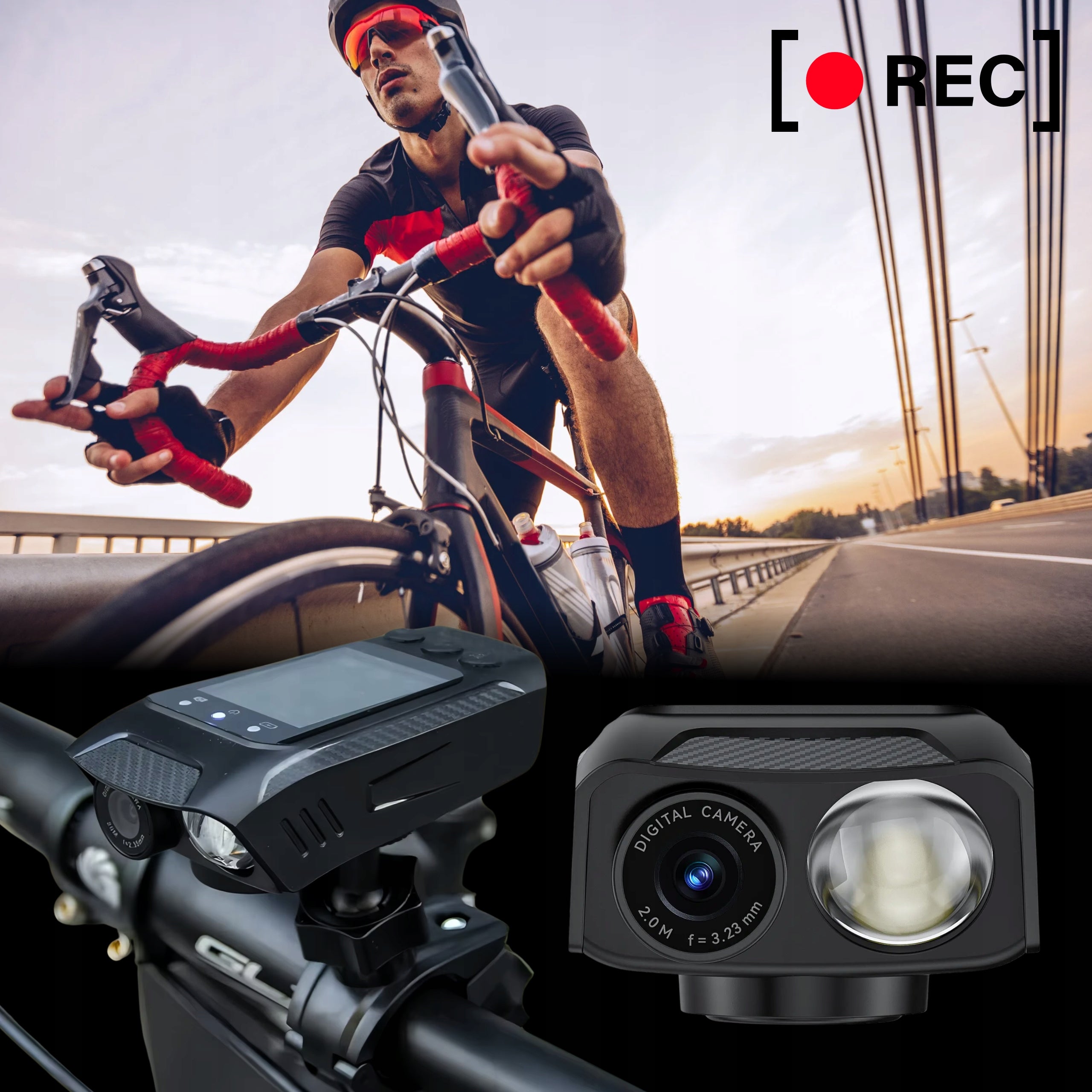 4K/60FPS UHD Video Sports Camera Flashlight Horn 4in1+ 64G Hakuri Manufacturer code Kamera SPORTOWA Rowerowa 4K/60FPSVideo Hakuri
