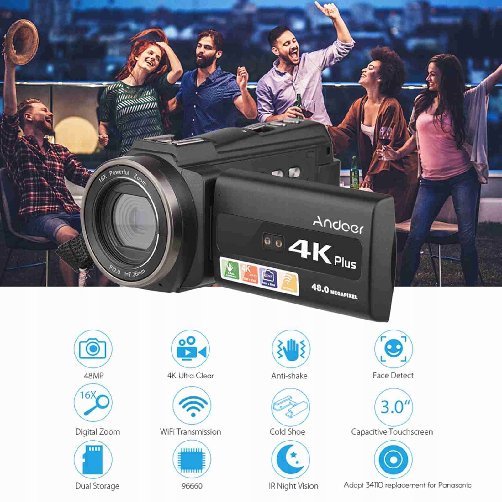 4K/60fps Video Camera 3,7V 2000MAH 3 -inch Camera 45 Model 9588HFQV