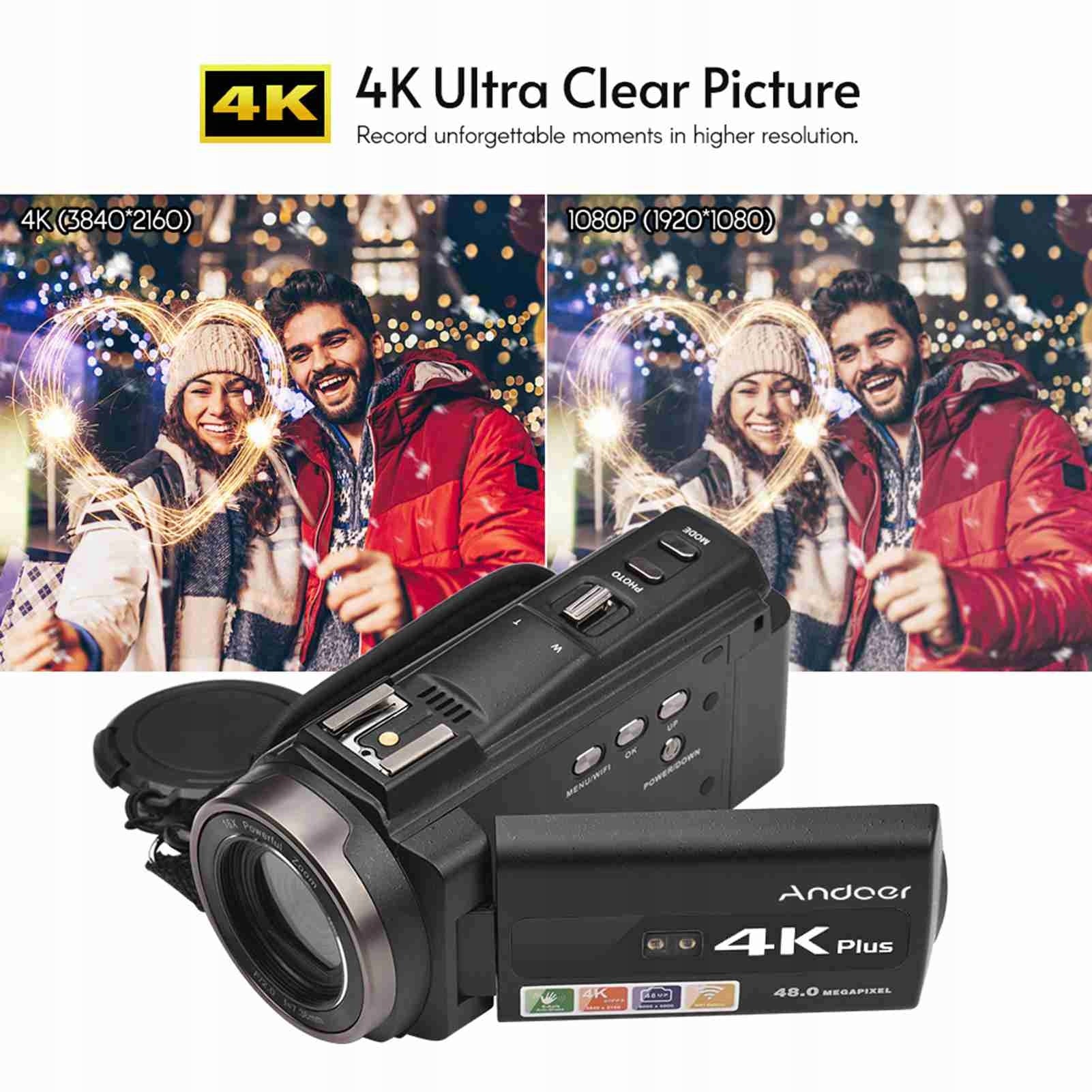 4K/60fps Video Camera 3,7V 2000MAH 3 -inch Camera 45