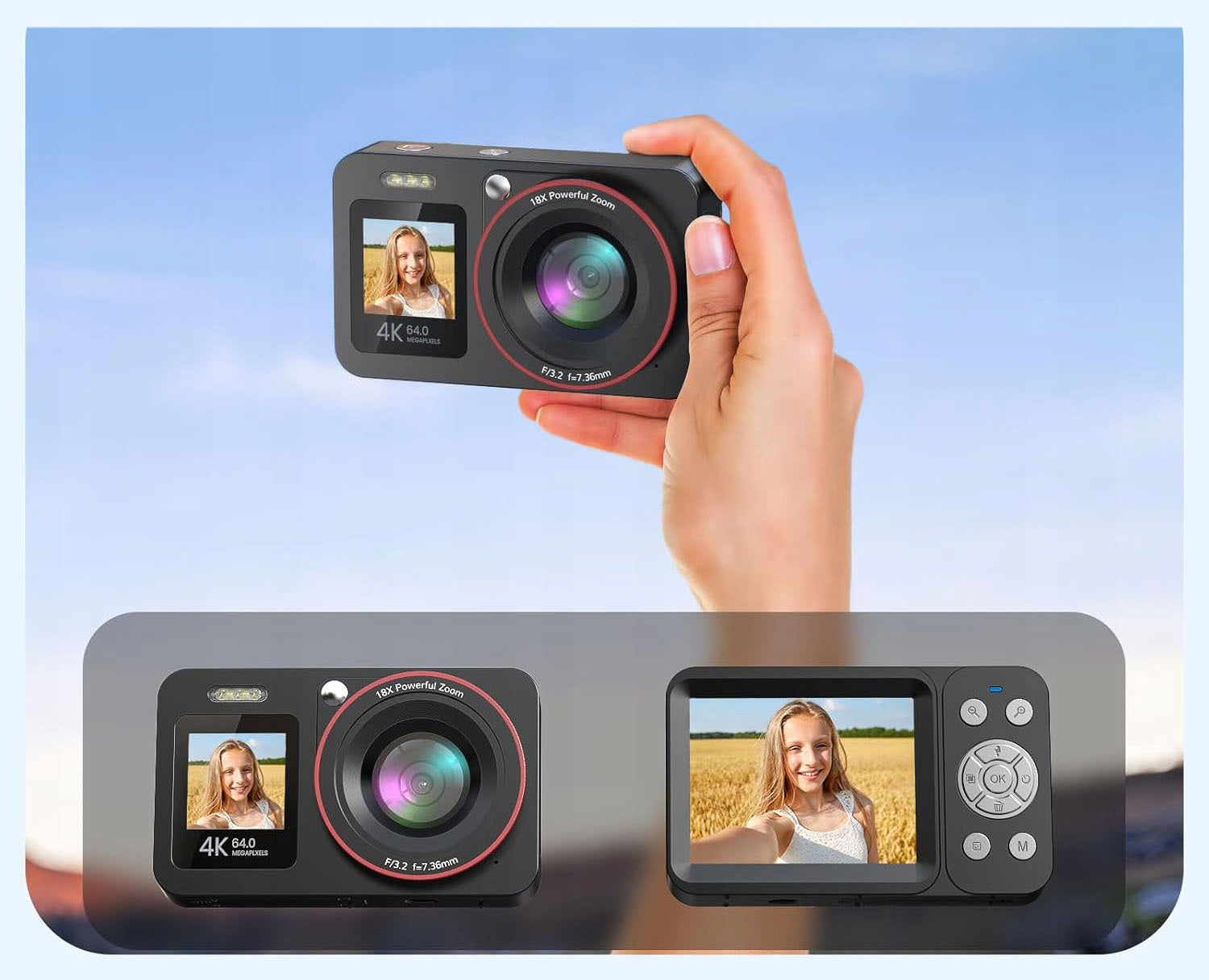 4K 64MP 18X ZOOM COMPACT DIGITAL CAMERA WITH 64GB SD CARD Brand Bedee