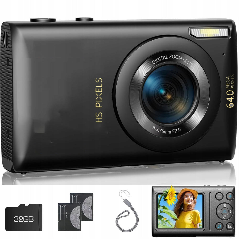 4K 64MP DIGITAL CAMERA 18X DIGITAL ZOOM 700MAH + 2XAKU + 32GB CARD