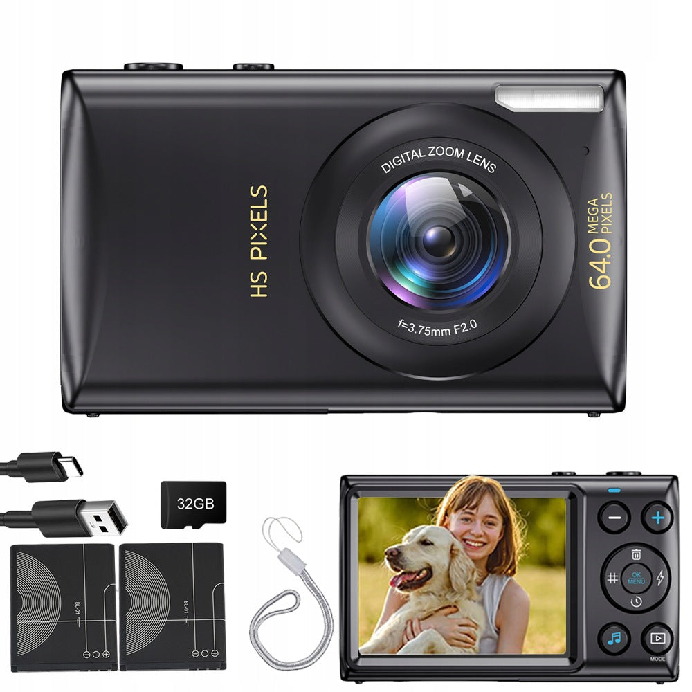 4K 64MP DIGITAL CAMERA WITH BUILT-IN MICROPHONE FOR STABLE RECORDINGS