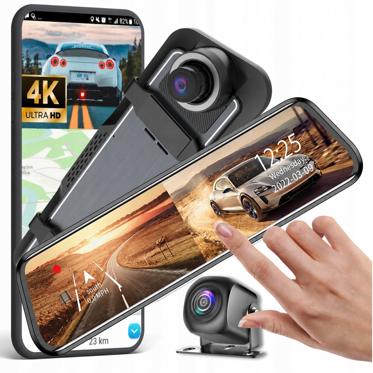 4K CAR CAMERA MIRROR SONY DRIVING RECORDER FRONT REAR NIGHT
