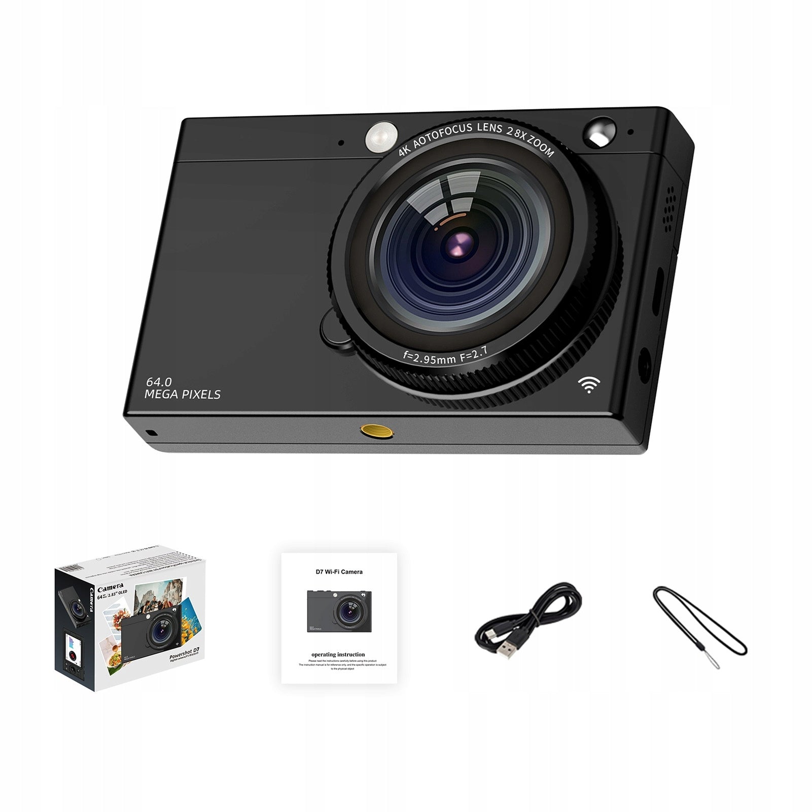 4K CCD Portable Digital Camera 64MP 2,83 8N Digital Video Camera