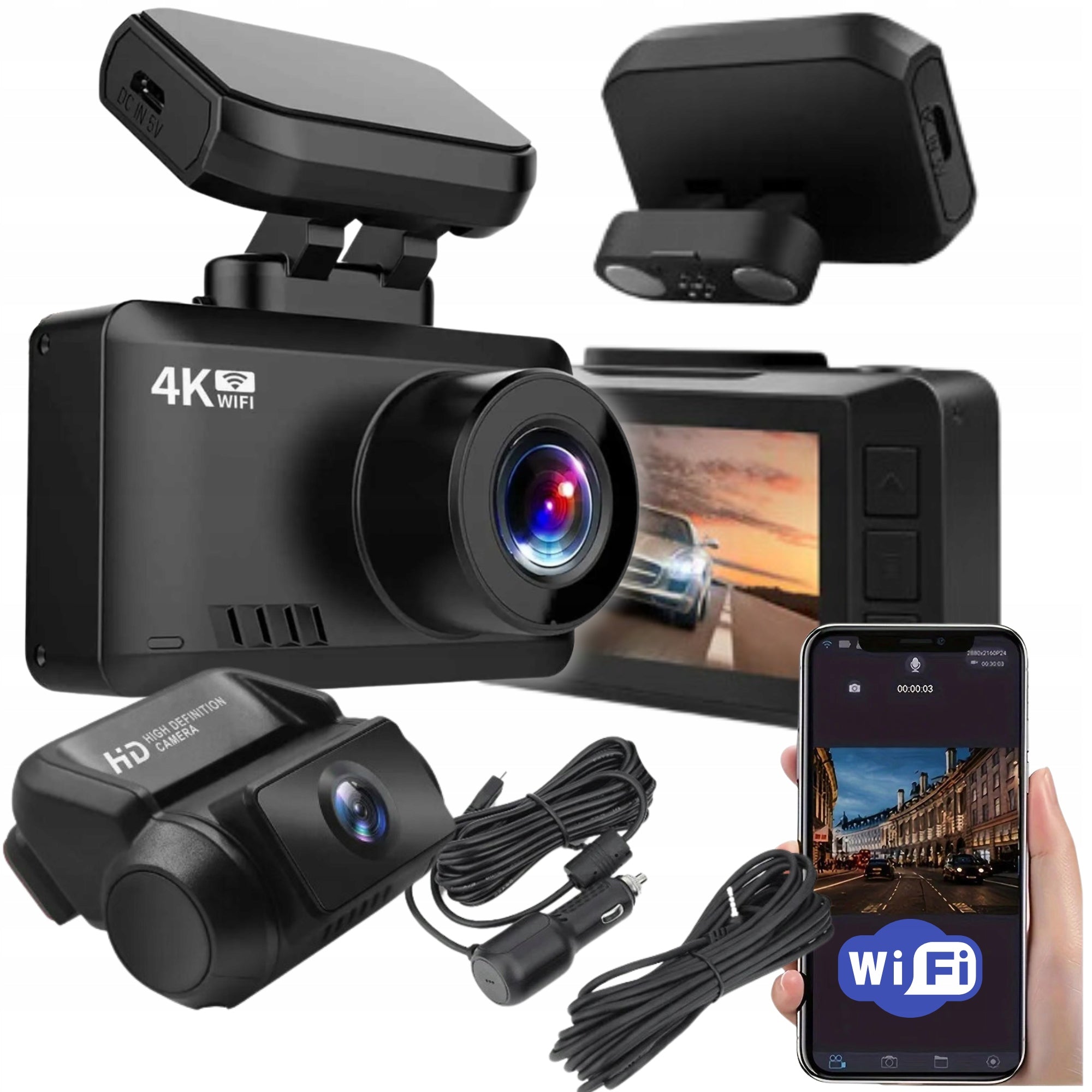 4K Car DVR Wi-Fi GPS Reversing Camera Sony IMX335 Novatek