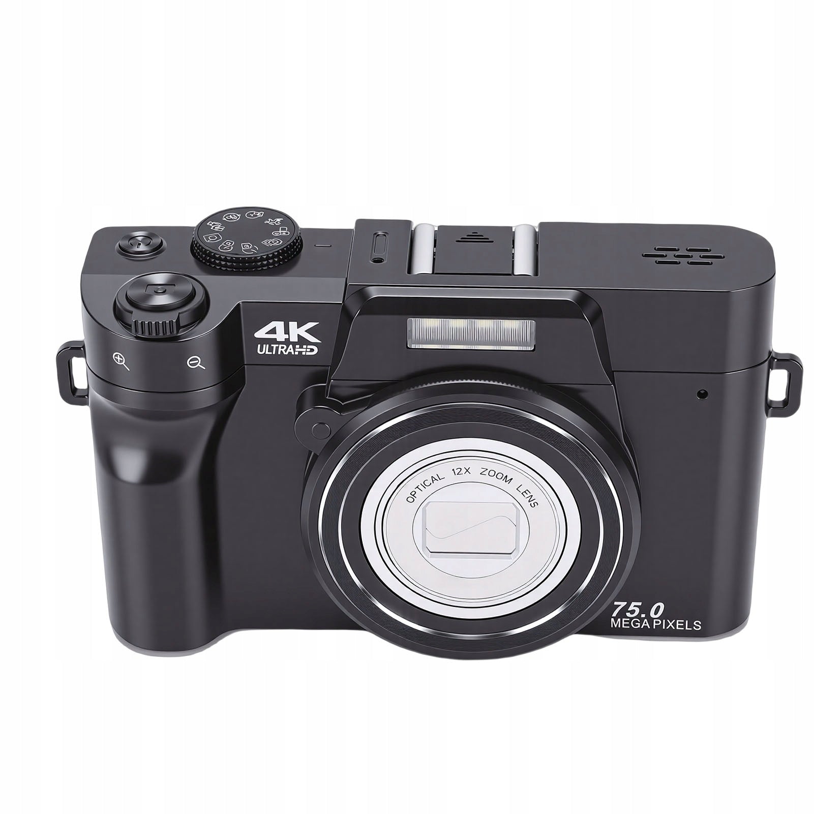 4K Digital Camera with 12x Optical Zoom WIFI 75MP Portable T3