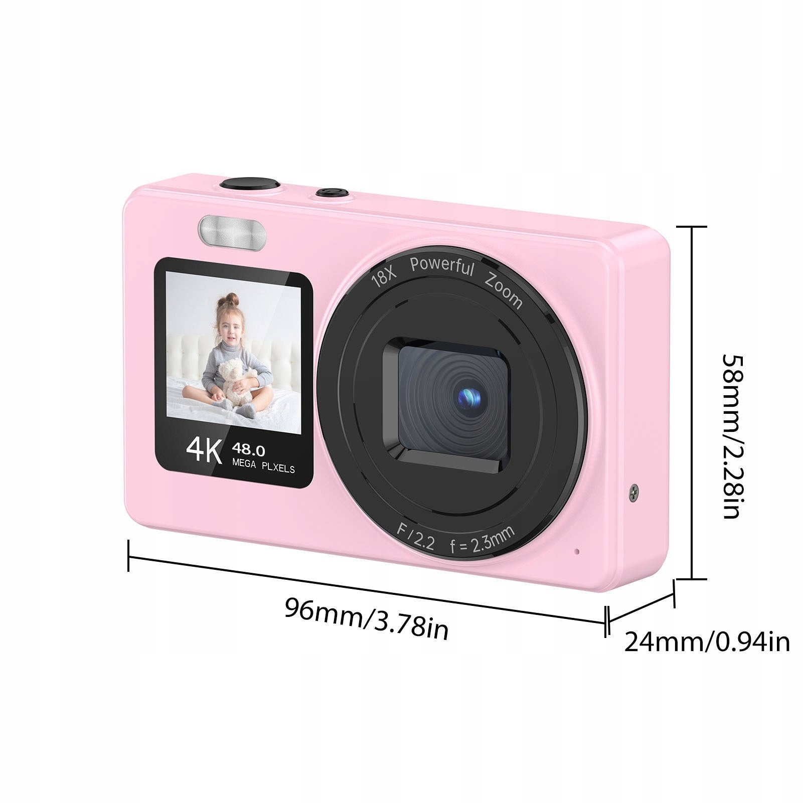 4K Dual Screen Digital Camera Automatic Focus 18x Zoom Portable T9 Model 5526KFFS