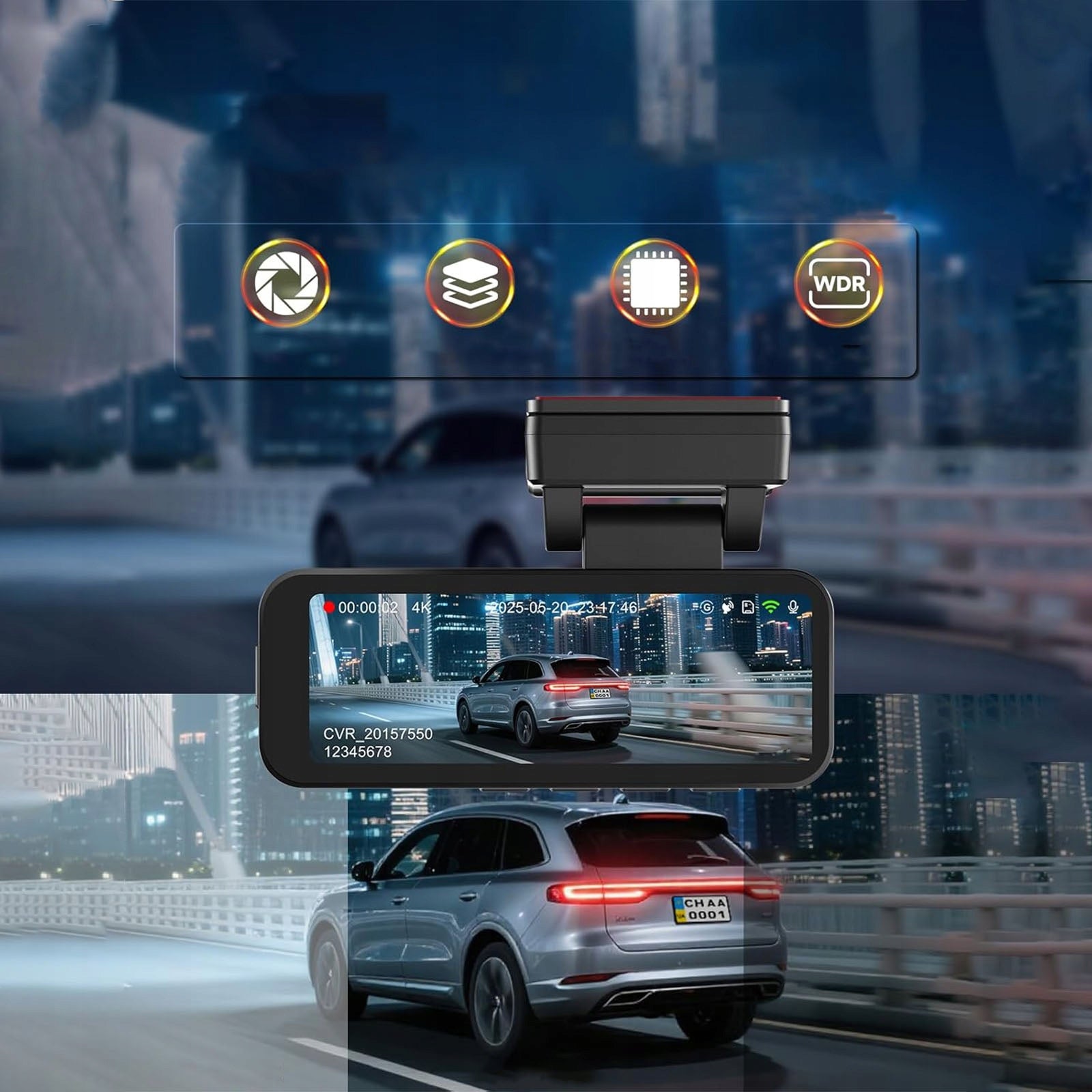 4K FHD Auto DVR with GPS, WiFi, and Rear Camera for Vehicles Model WIDEOREJESTRATOR KAMERA