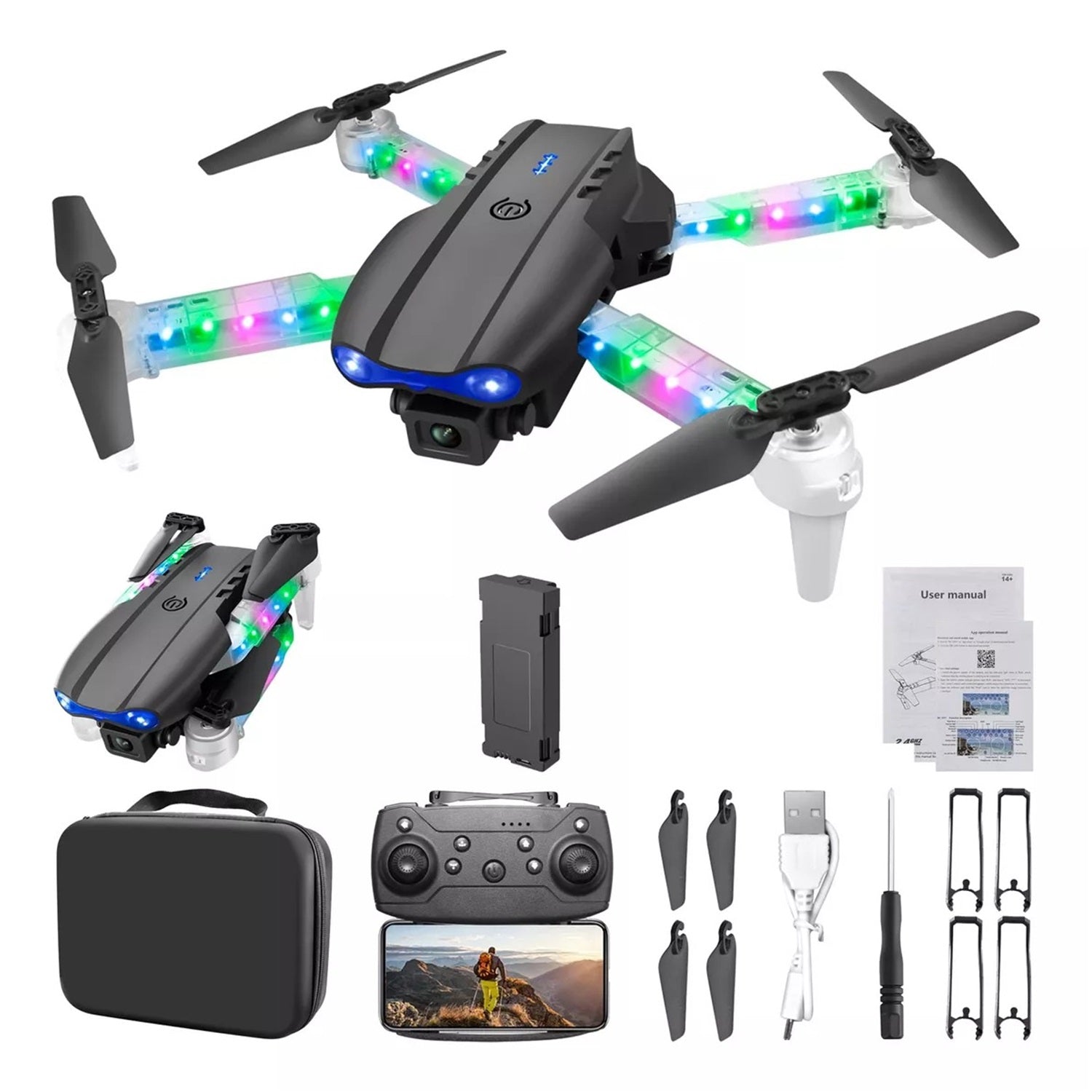 4K HD ADULT CAMERA DRONE WITH CAMERA AS GIFT, 2 BATTERIES Packaging status original